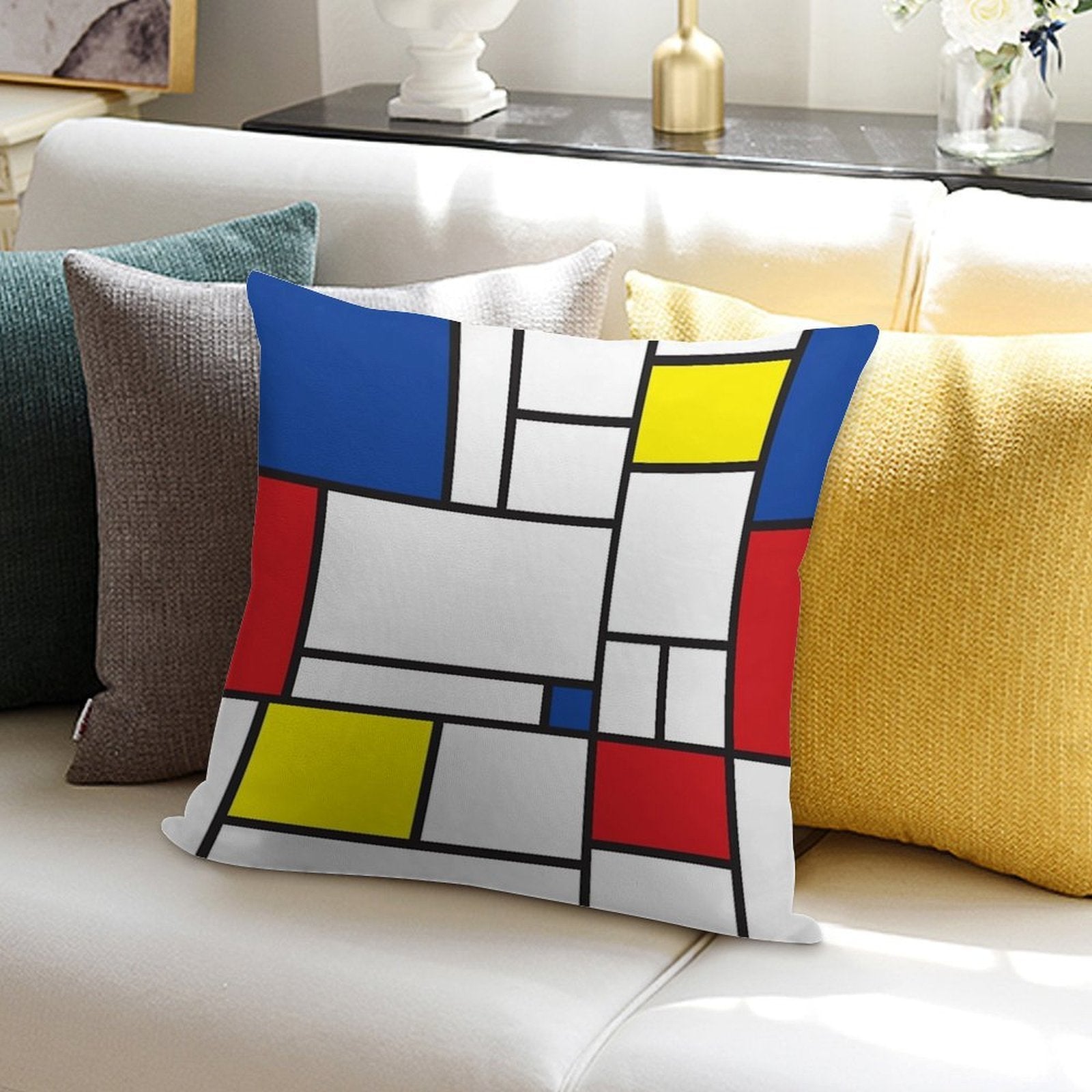 Mondrian Minimalist De Stijl Modern Art II © Fatfatin Soft Warmth Comfort Throw Pillow