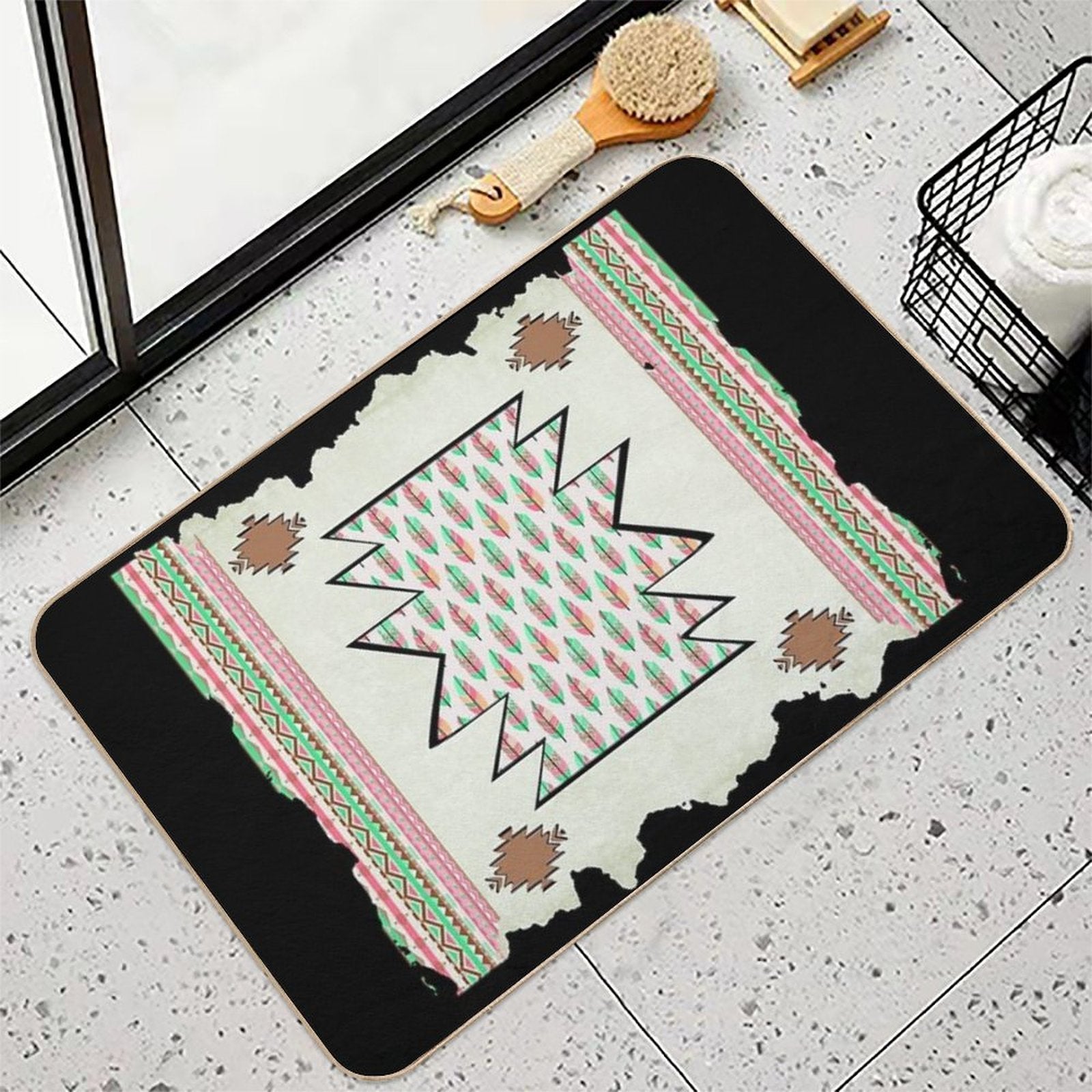 Native American Symbol - Aztec Boho Chic  Pet-Safe Bath Mat