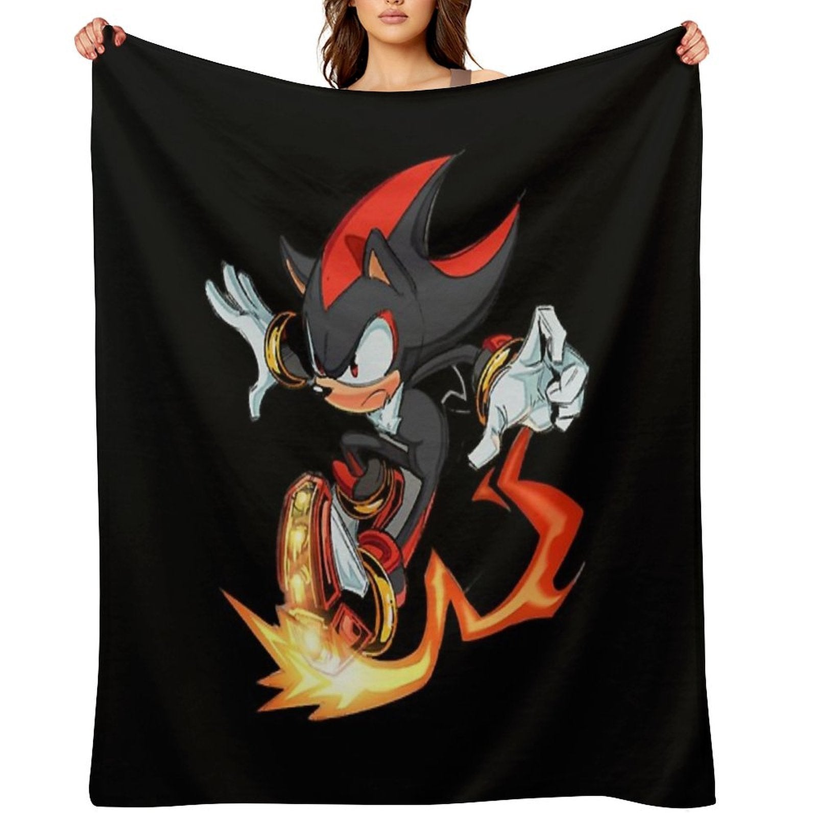 Shadow The Hedgehog Fire Velvety-soft Throw Blanket