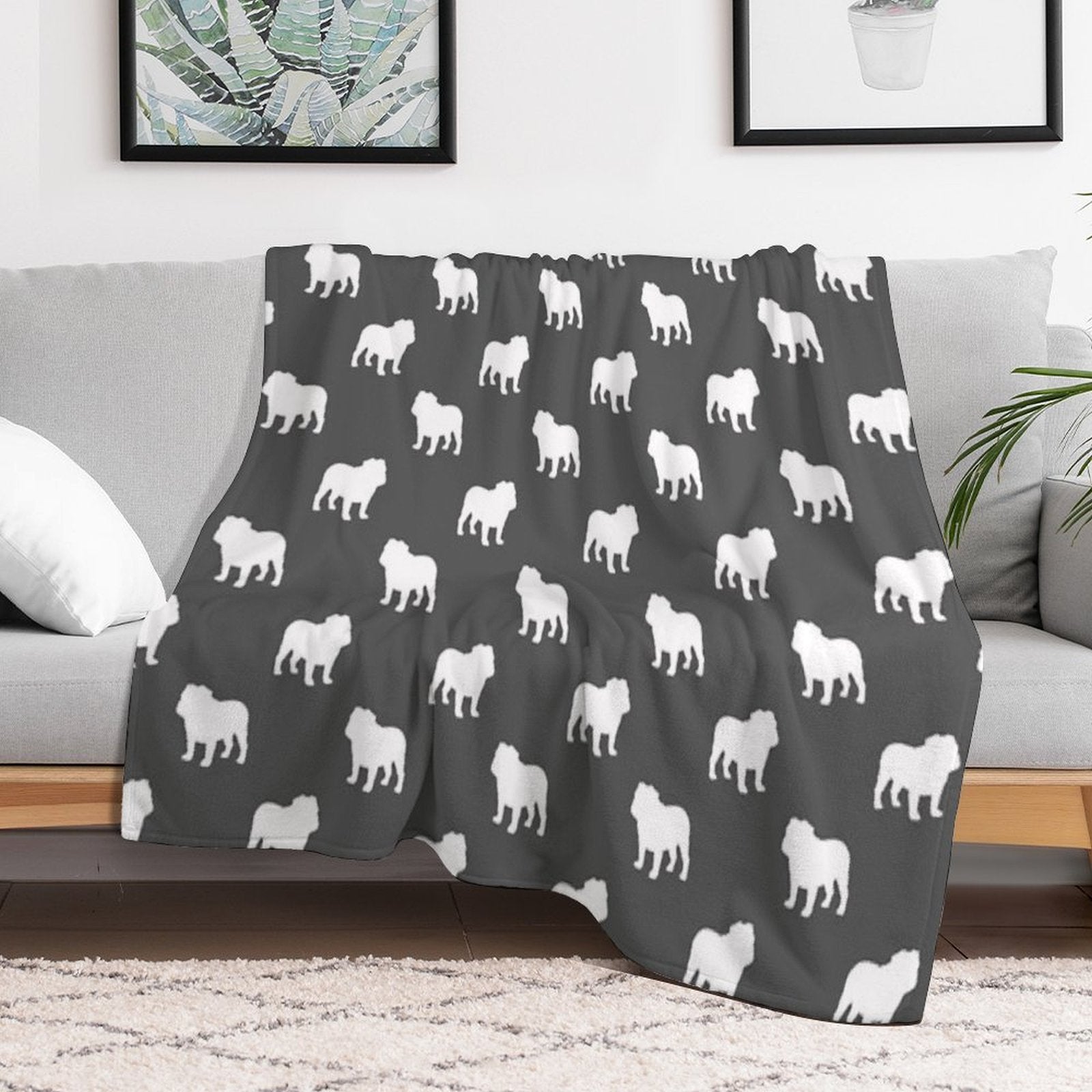 Bulldog Silhouette(s) Premium Throw Blanket