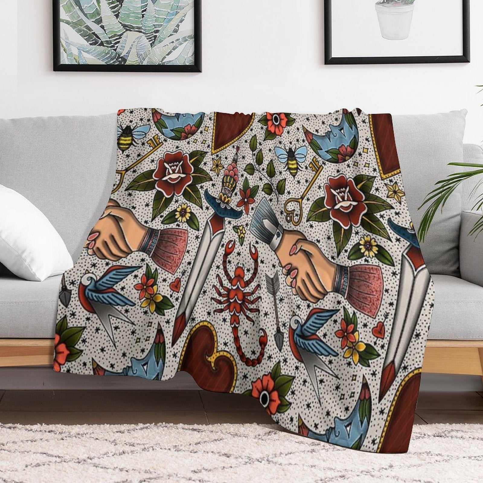 American Traditional Flash Pattern Anti-pilling Throw Blanket