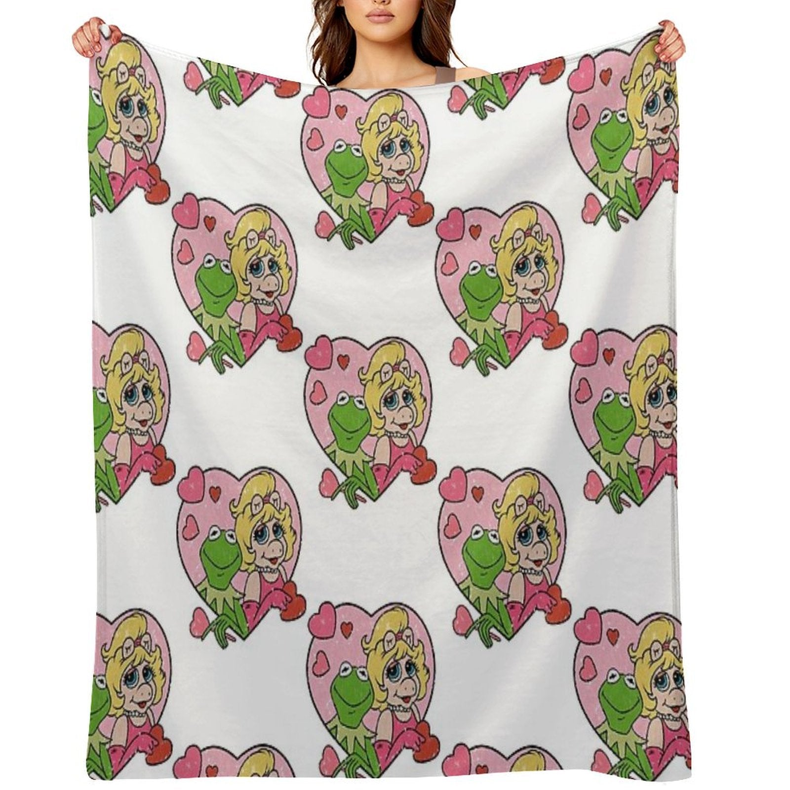 Distressed Kermit And Miss Piggy Plush Throw Blanket