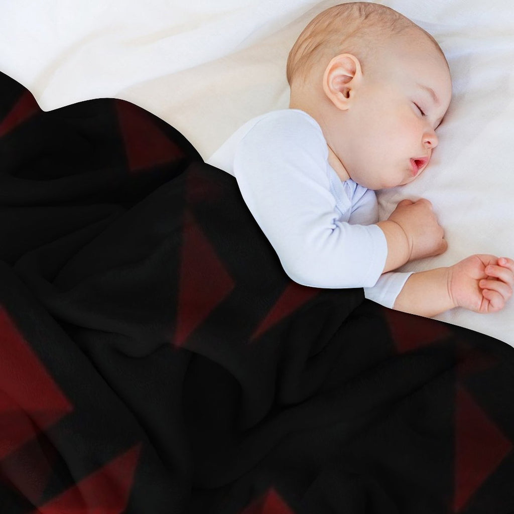 Abstract Polygonal Pattern .Red, Black Triangles. Premium Throw Blanket