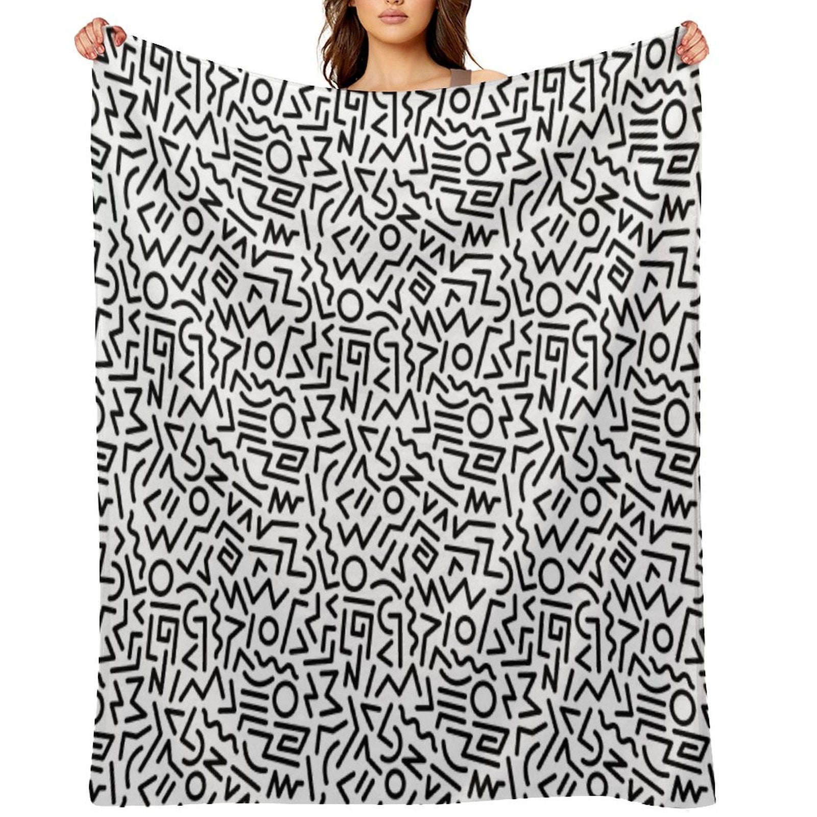 Memphis Pattern Black And White Eco-conscious Throw Blanket