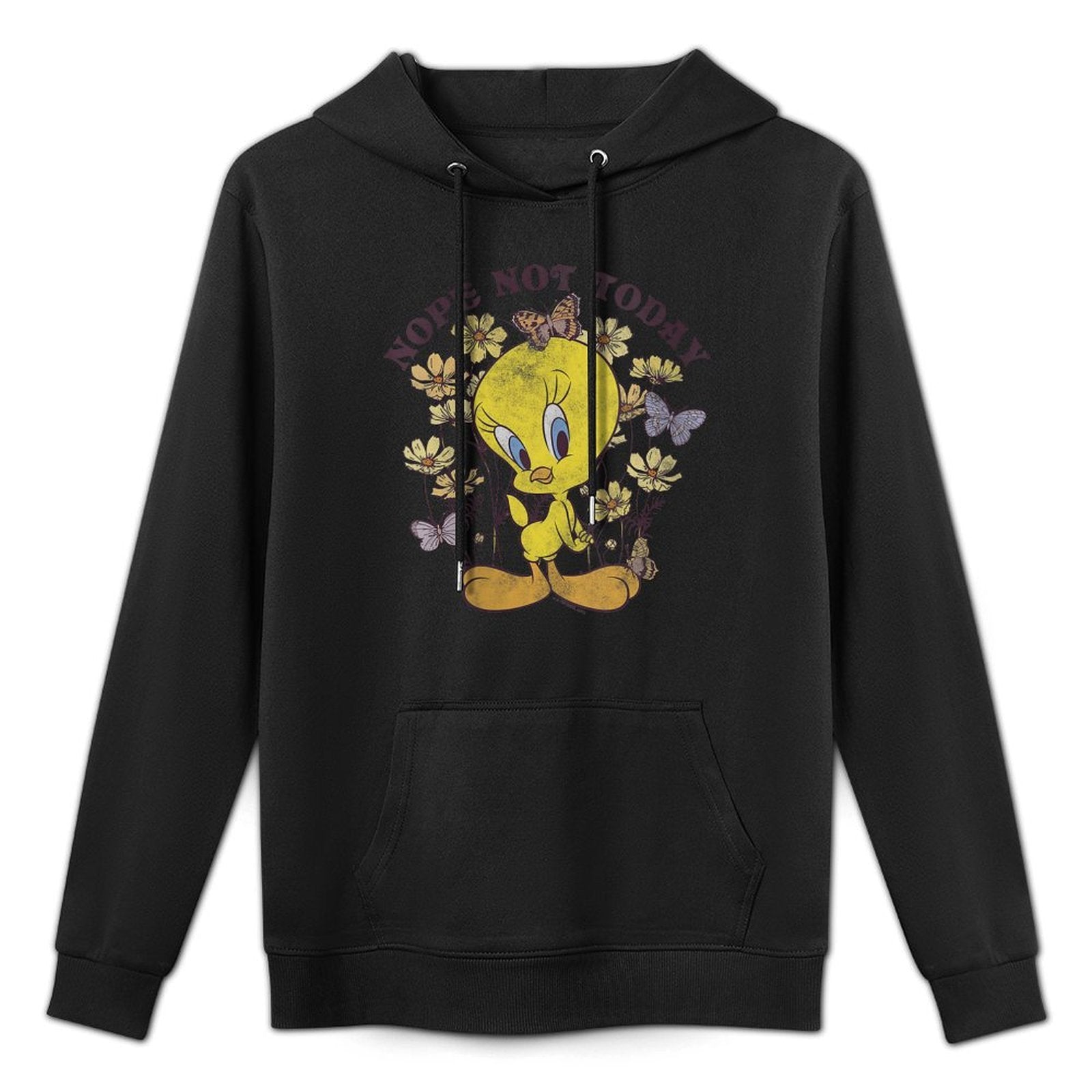Womens Looney Tunes Tweety Bird Floral Butterfly Nope Not Today Unisex Design Hoodie