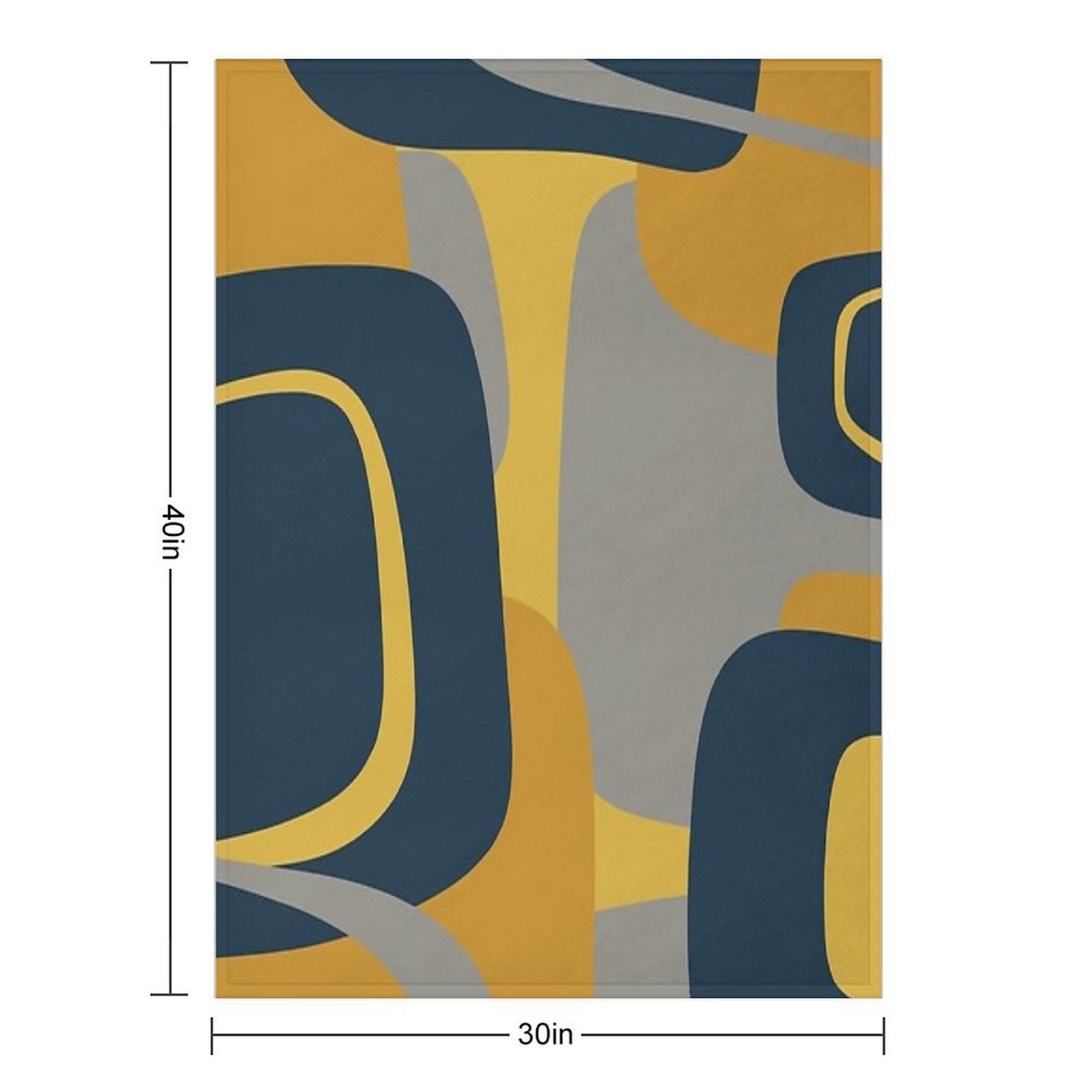 Mid Century Modern Retro Abstract Pattern in Navy Blue, Mustard Yellow, And Gray Lightweight Throw Blanket