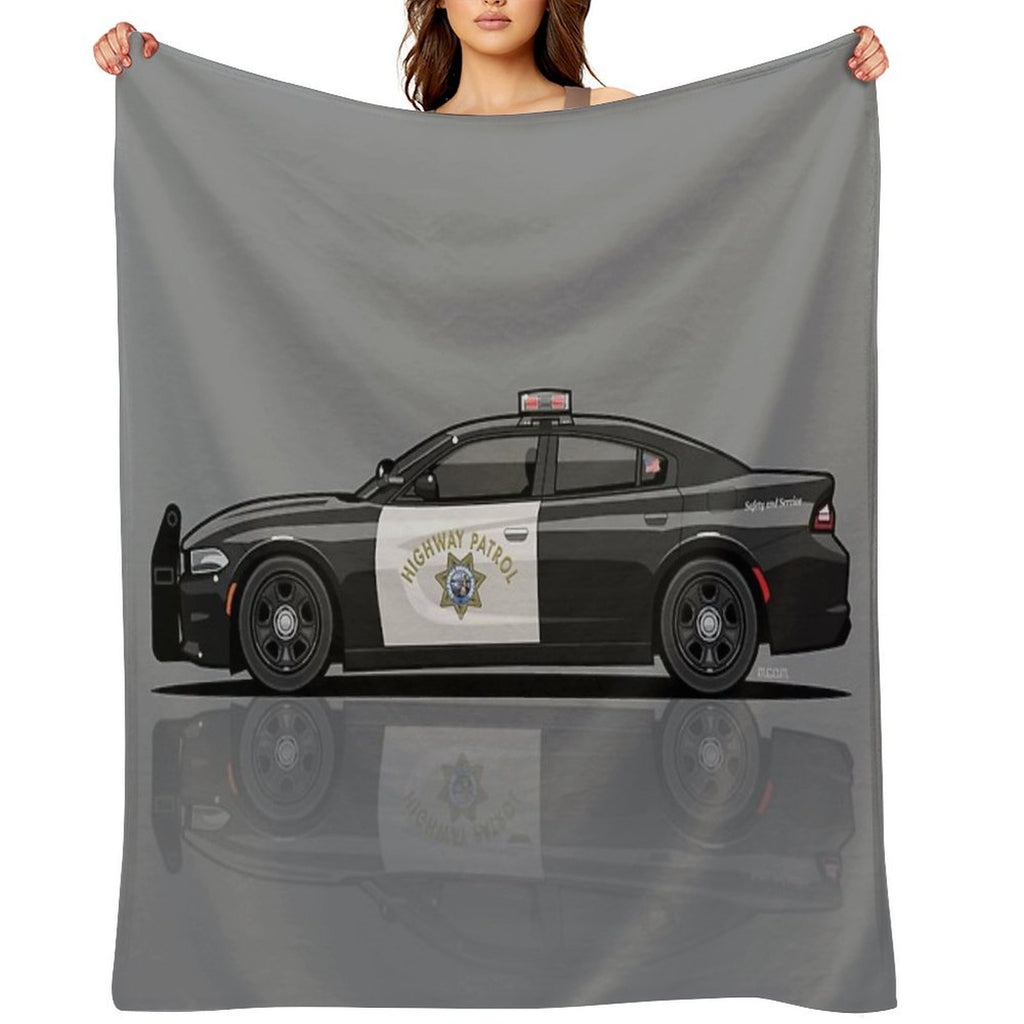 California Highway Patrol D0dge Ch4r6er Police Car Shrink-resistant Throw Blanket