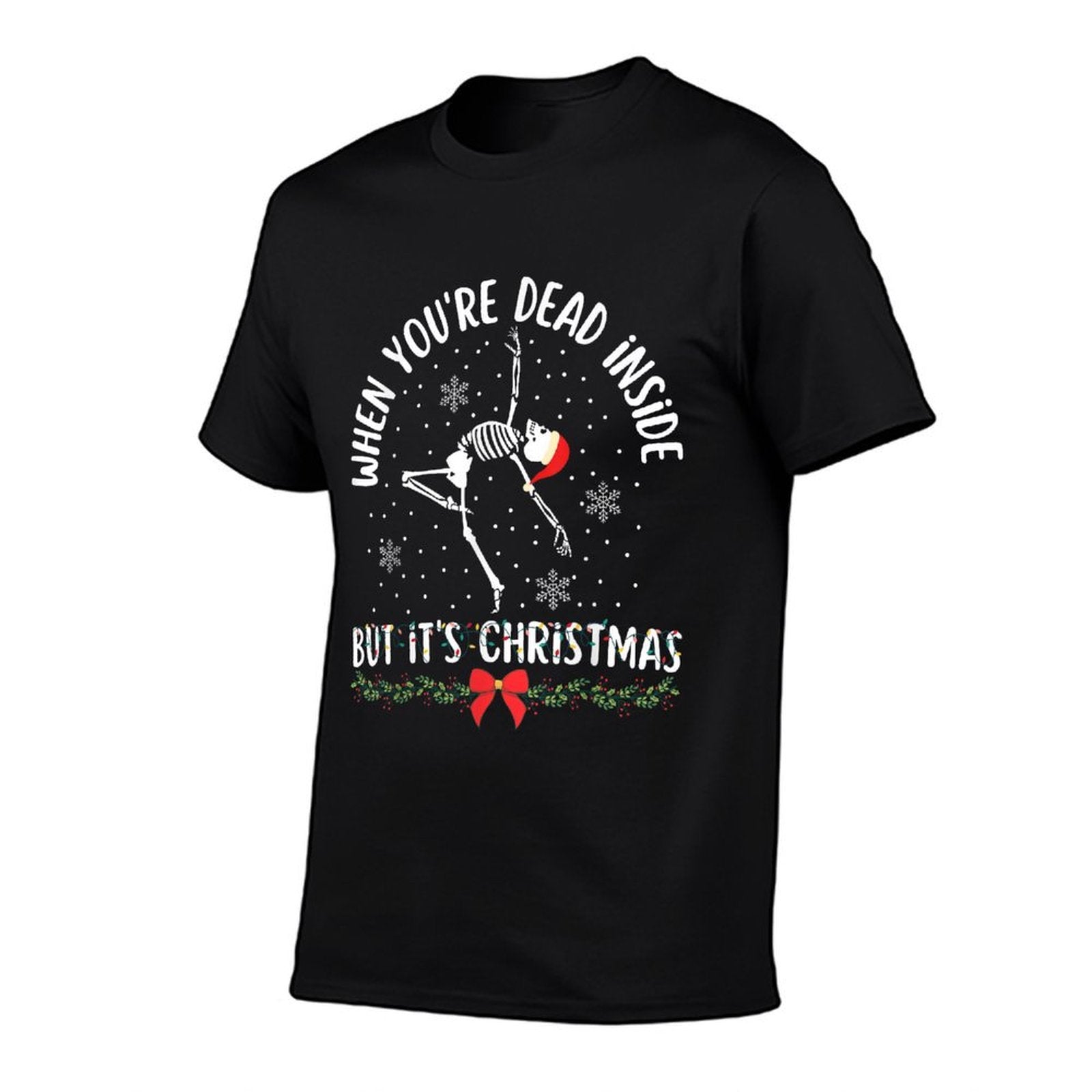 When Youre Dead Inside But Its Christmas Skeleton Hat  Oversized Silhouette T-Shirt