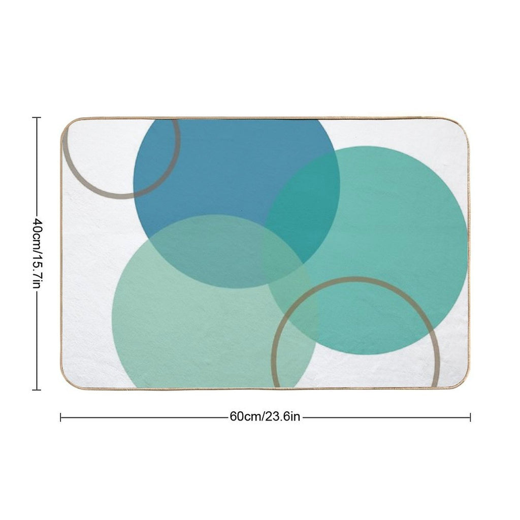 Teal Circles  Fade-Resistant Bath Mat