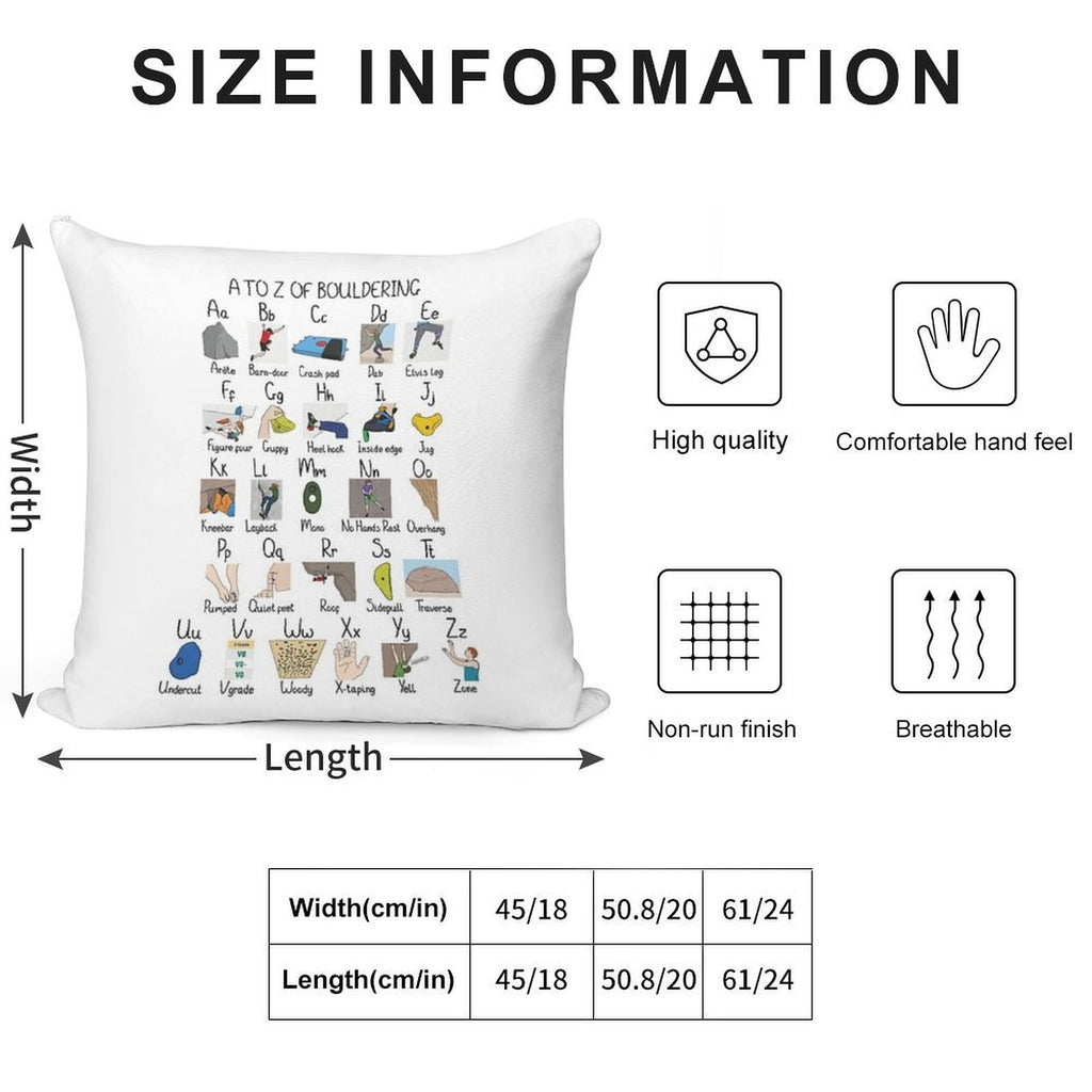 A to Z of Bouldering Soft Home Decor Throw Pillow