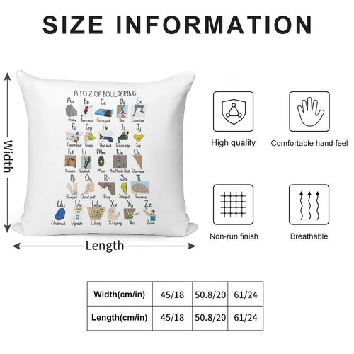 A to Z of Bouldering Soft Home Decor Throw Pillow