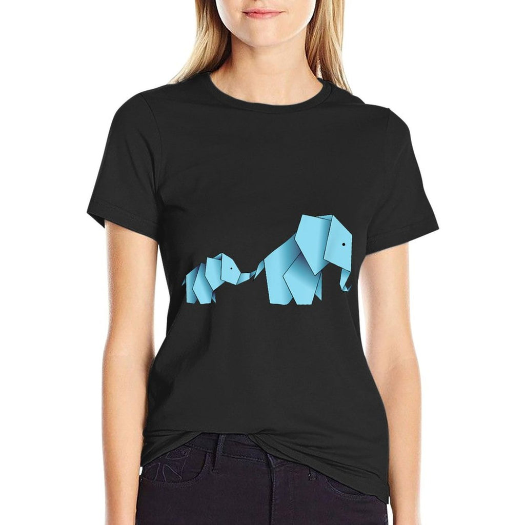 Origami Paper Folding Cute Elephant Blue Gift  Relaxed-fit T-Shirt