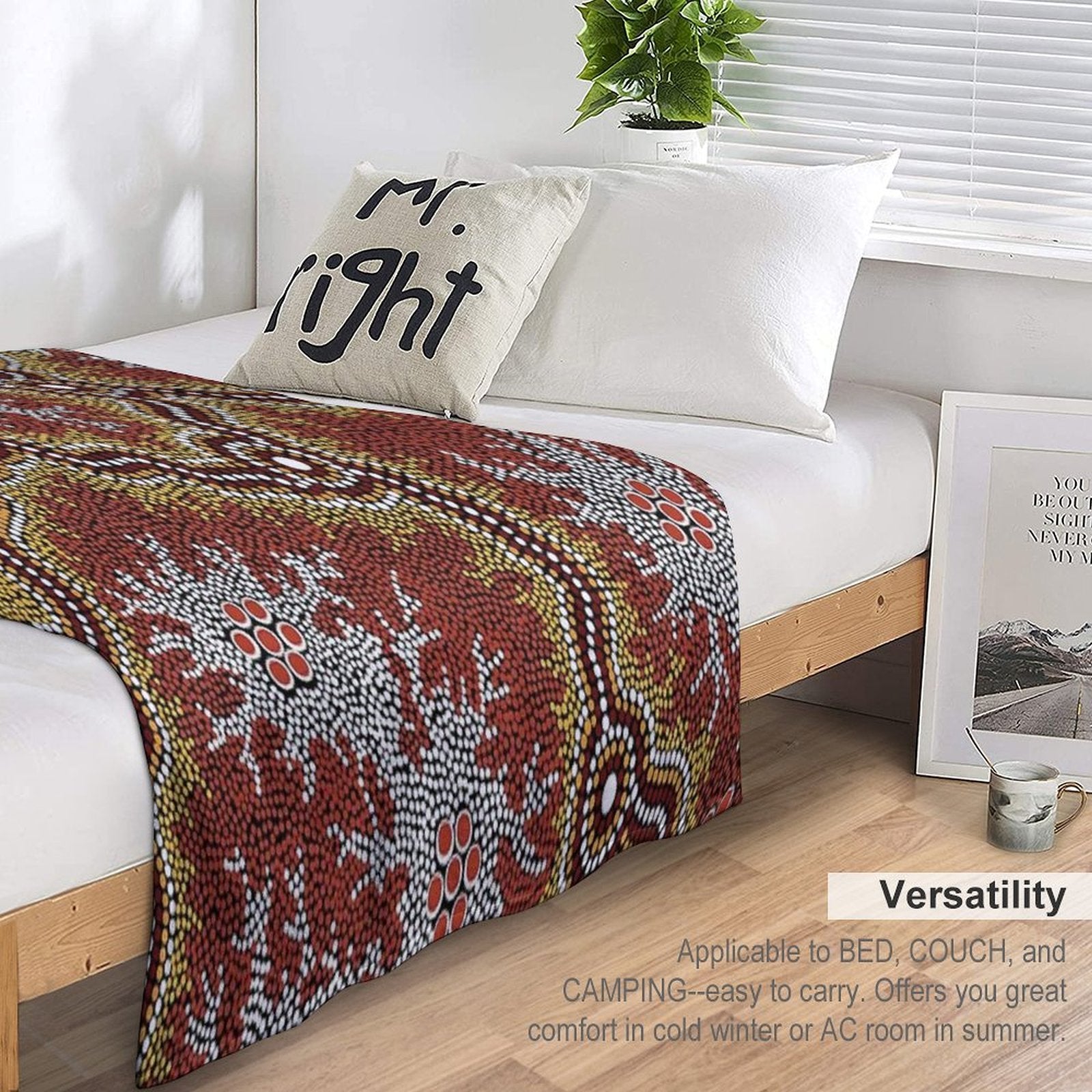 Authentic Aboriginal Art -  Mountains Multi-functional Throw Blanket