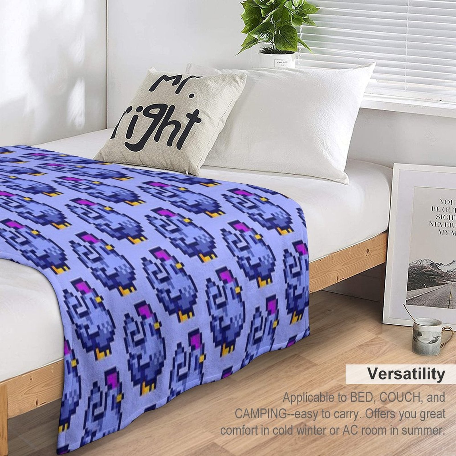 Blue Chicken Stardew Valley Plush Throw Blanket