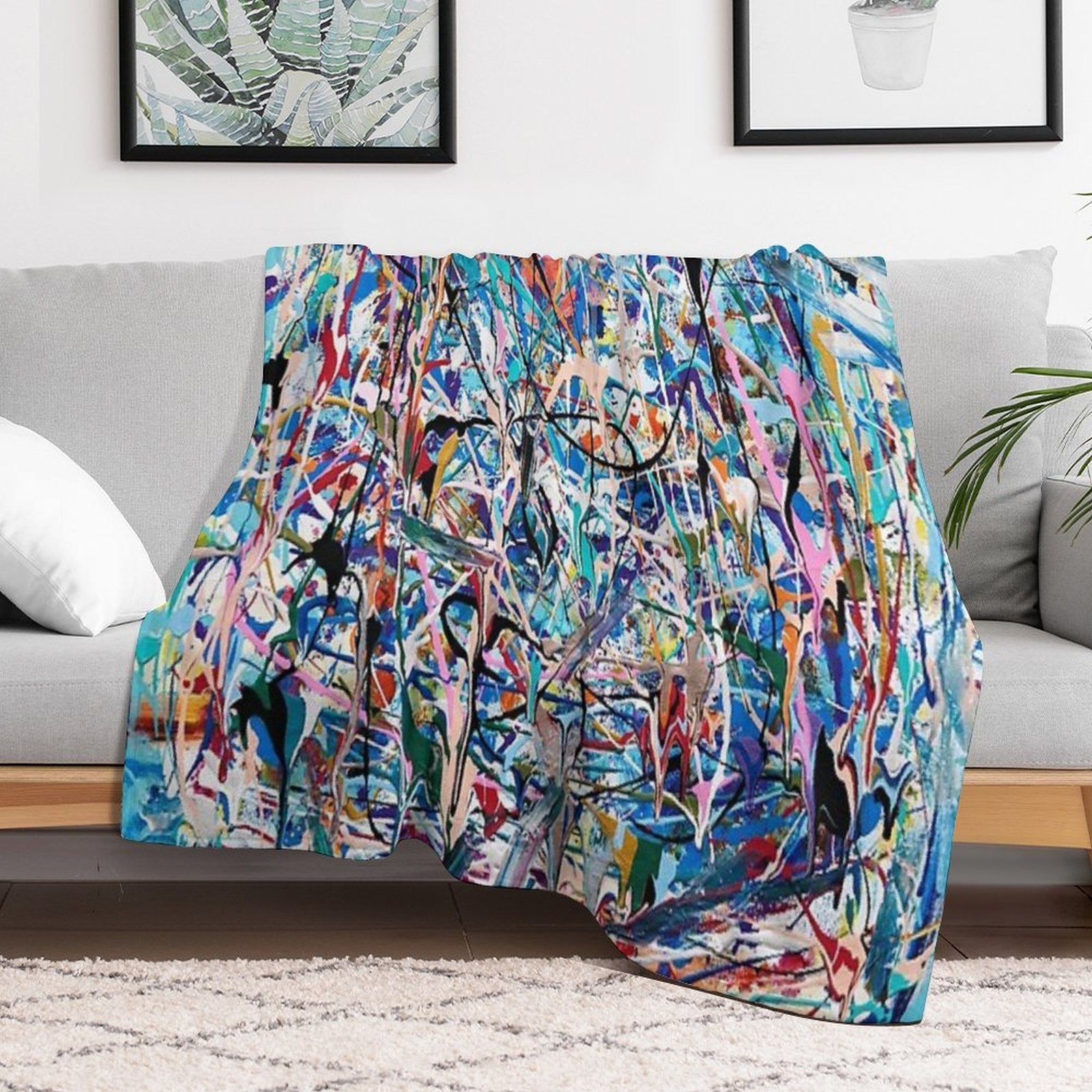 Blue Composition Velvety-soft Throw Blanket