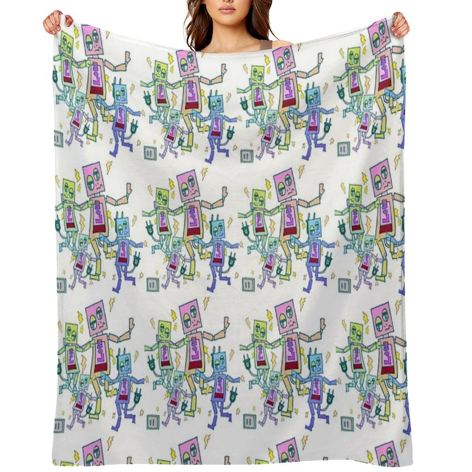 Battery-depleted Robot 5 Versatility Throw Blanket