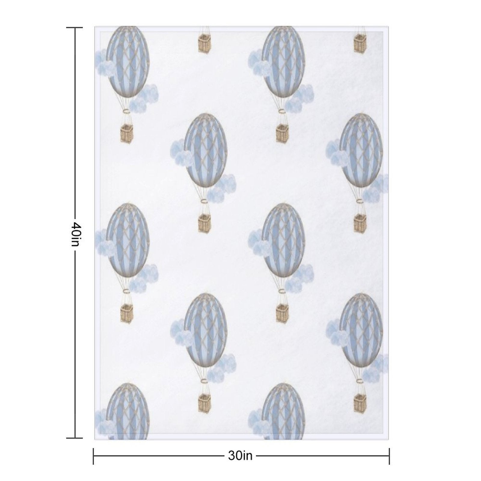 Blue Vintage Hot Air Balloon Sustainable Throw Blanket