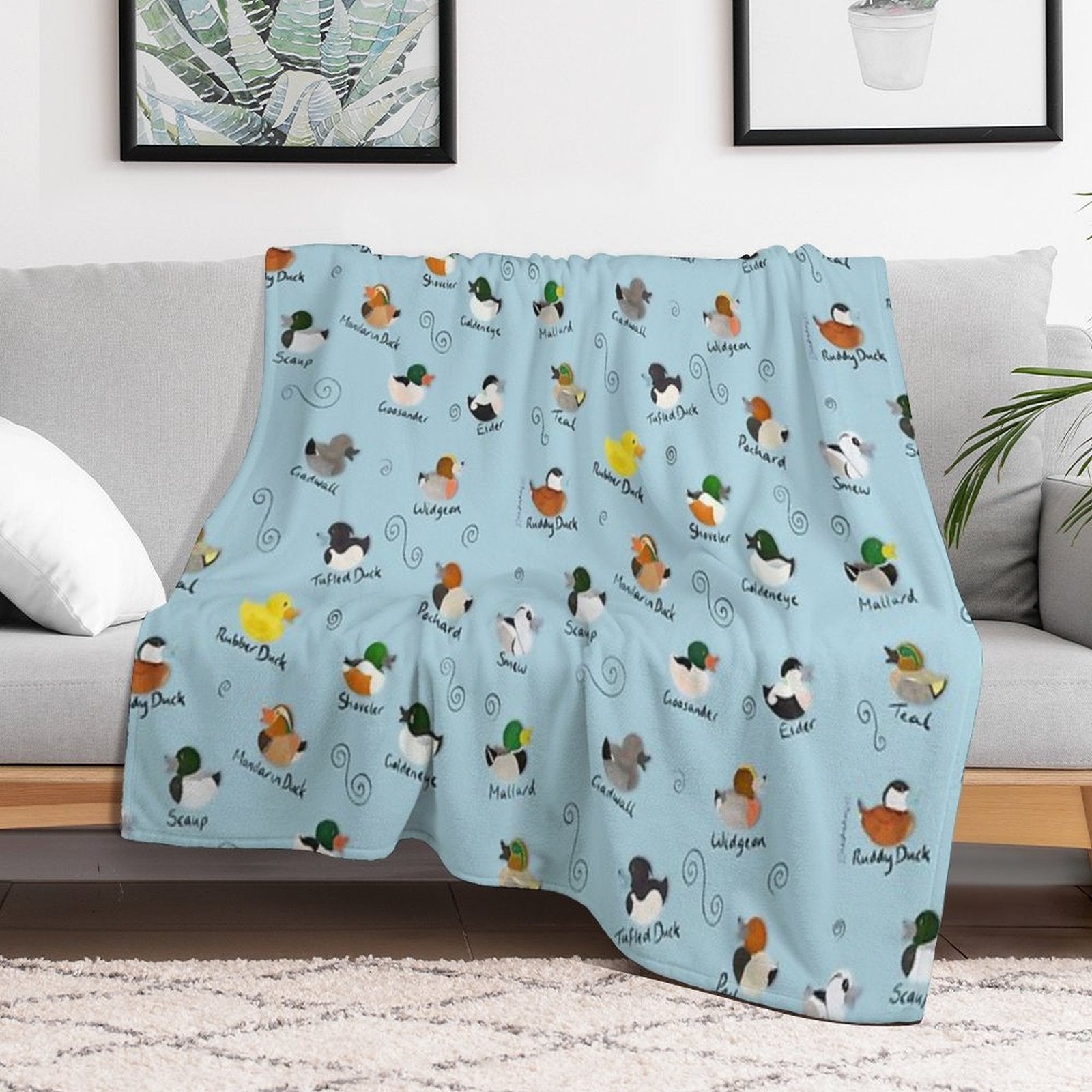 British Ducks Pattern Machine-washable Throw Blanket
