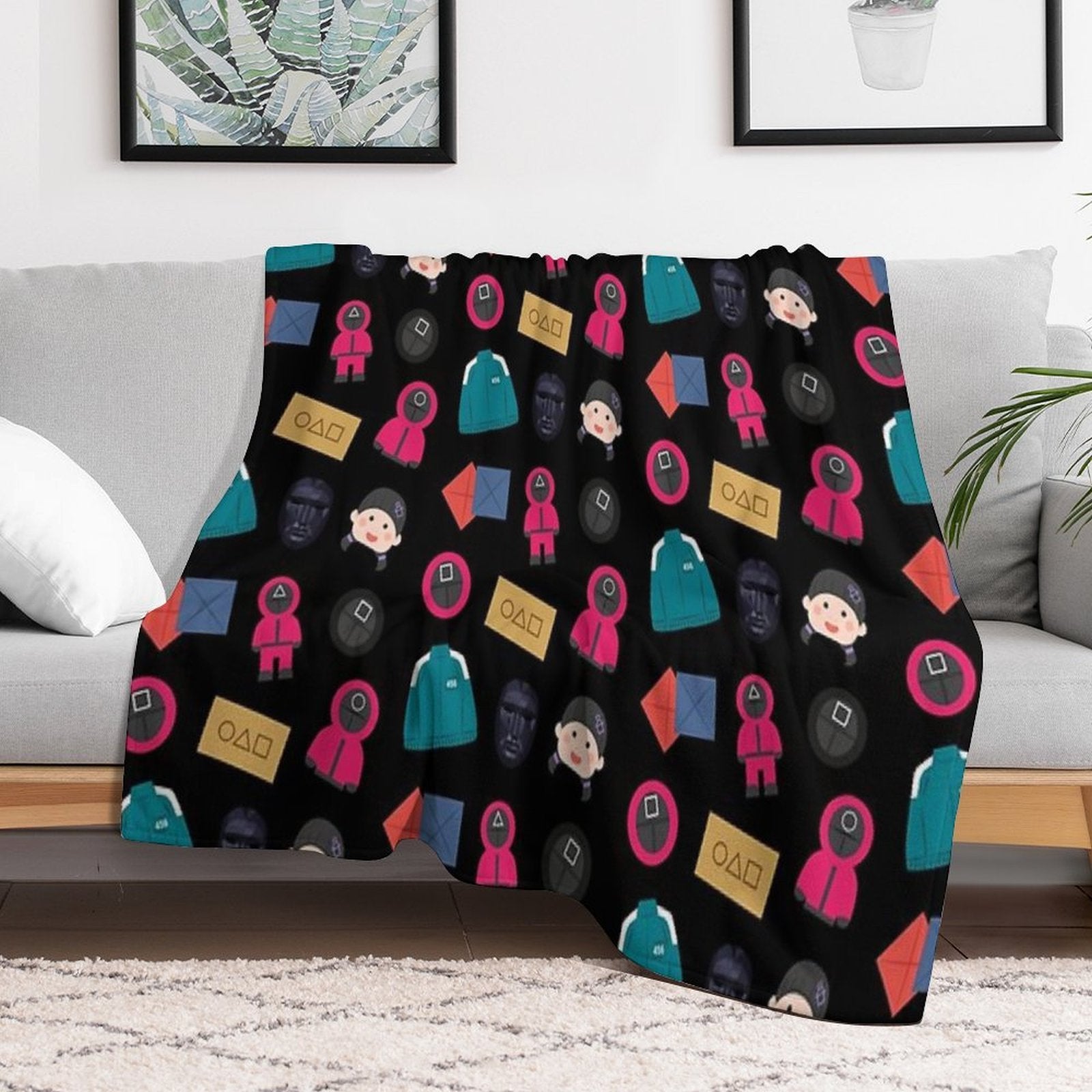 Player 456, Invitation Card, Pink Guard, Frontman, Ddakji, Young Hee Pack Squid Game Netflix Multi-functional Throw Blanket