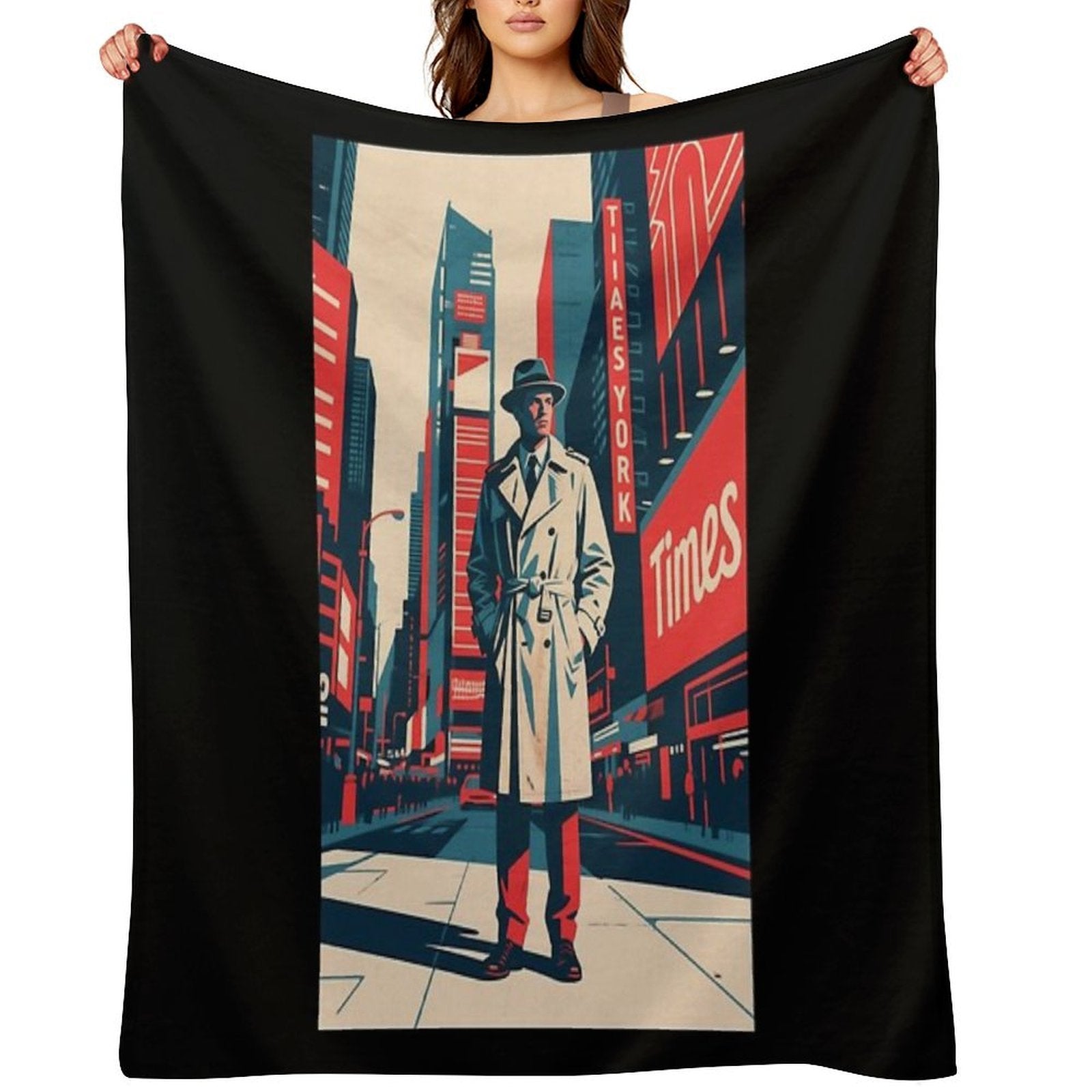 Bold Stranger in Times Square – Hope Style Urban Art Premium Throw Blanket