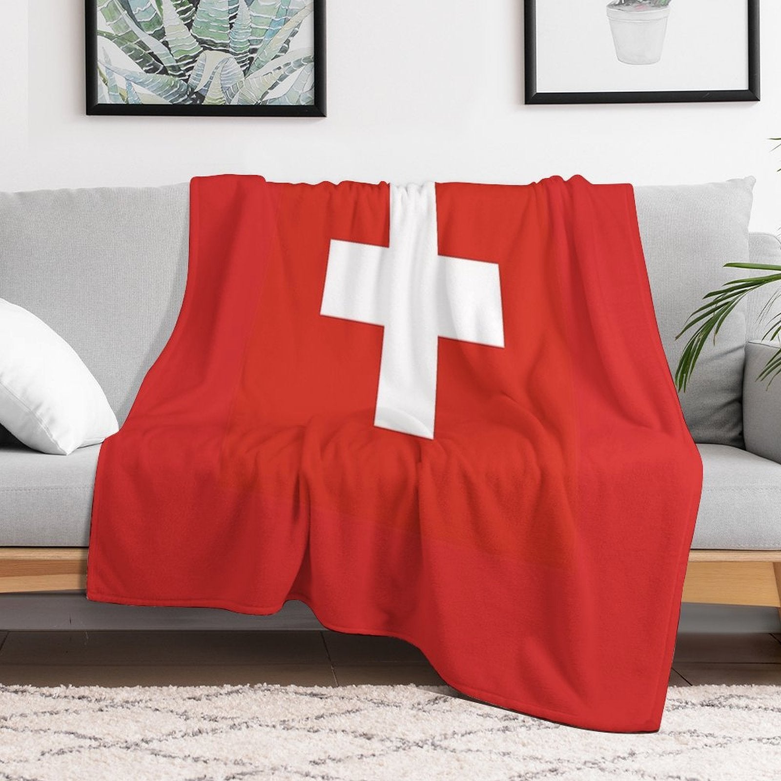 Switzerland National Flag T-Shirt - Swiss Sticker Bedspread Duvet Durable Throw Blanket