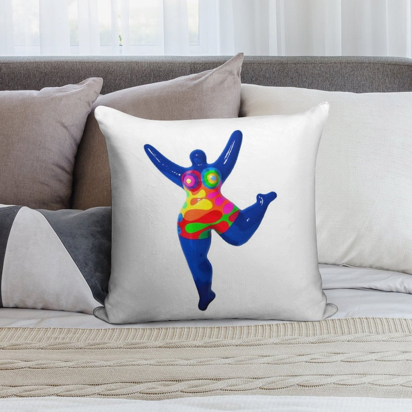 Blue Nana Biriney - Tribute to Niki De Saint Phalle Soft Multiple Sizes Throw Pillow