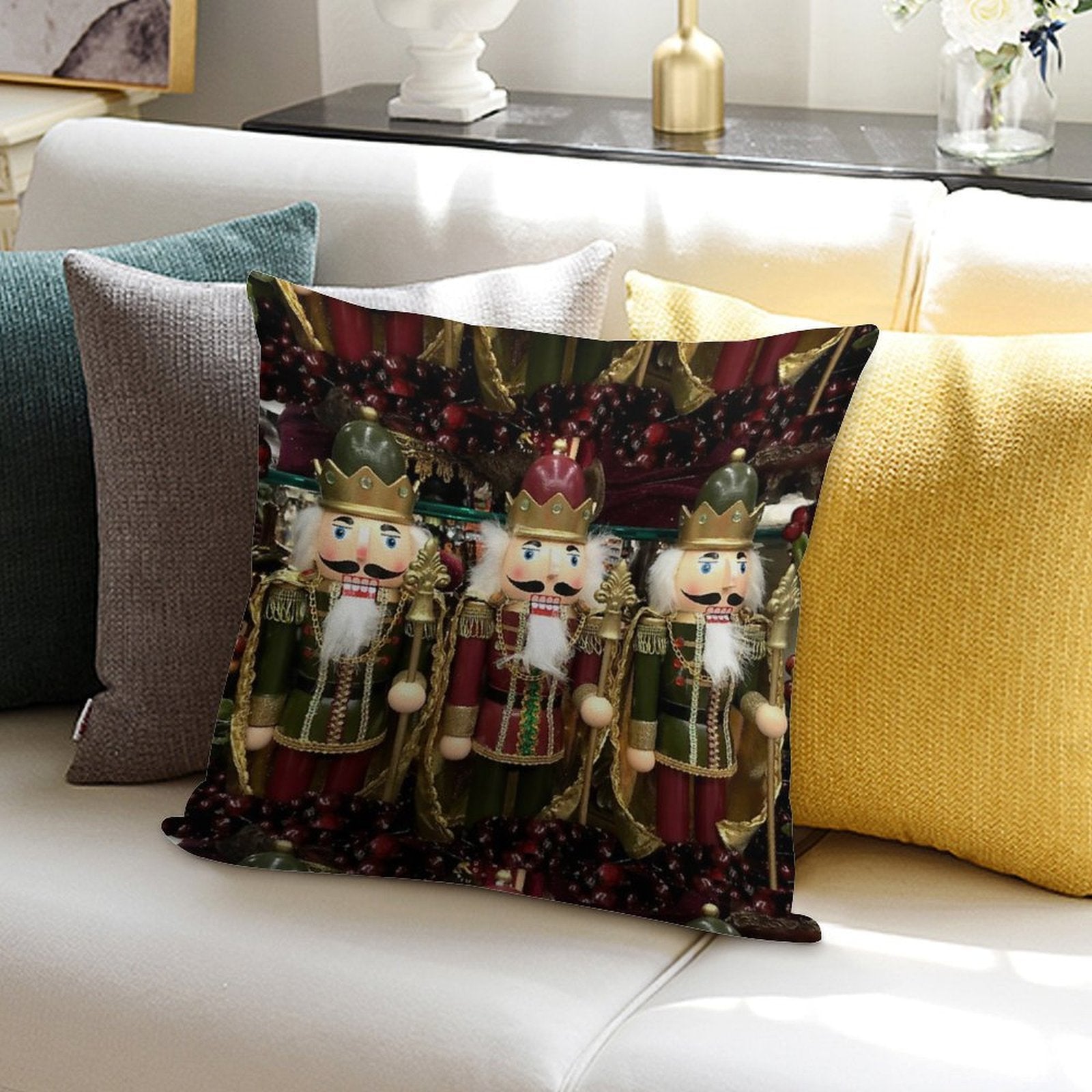 Christmas Nutcracker Trio Soft Hidden Zipper Throw Pillow