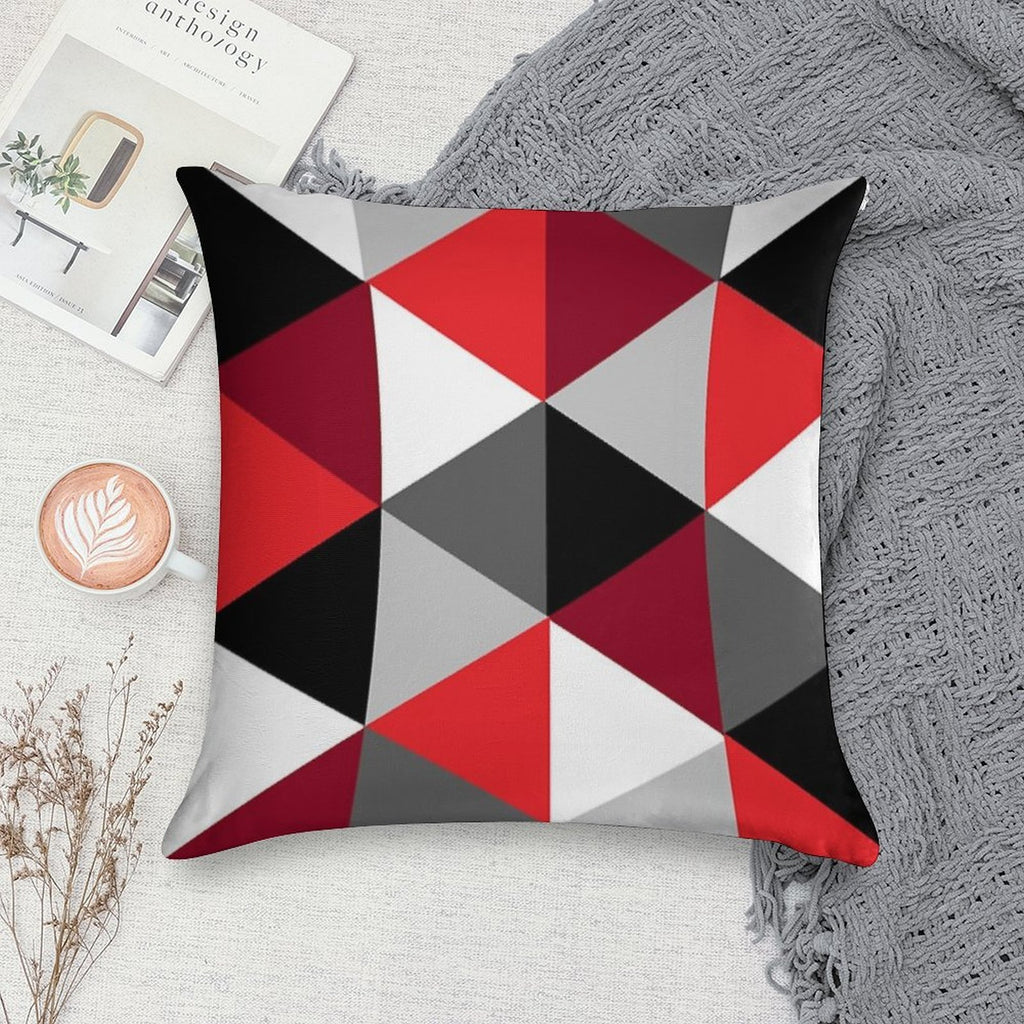 Red, Black, White And Grey Pattern Soft Easy Maintenance Throw Pillow