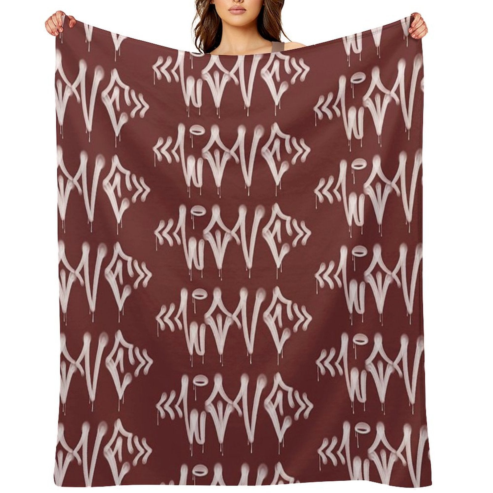 LOVE in Pixo Style - Graffiti Drip Tag Travel-friendly Throw Blanket