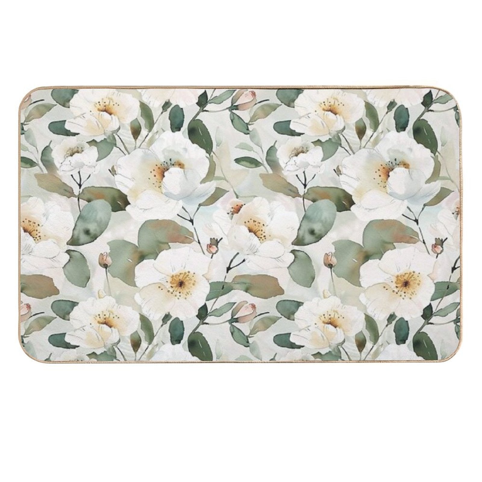 Floral Pattern. Colorful Flowers.  Anti-Trip Bath Mat
