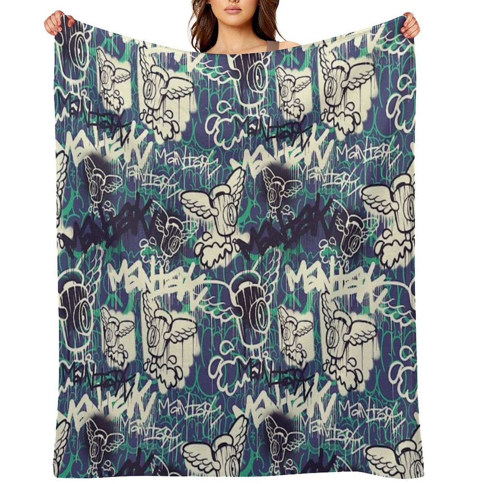 Maniak Spray Cap Angel Patterned Print Premium Throw Blanket