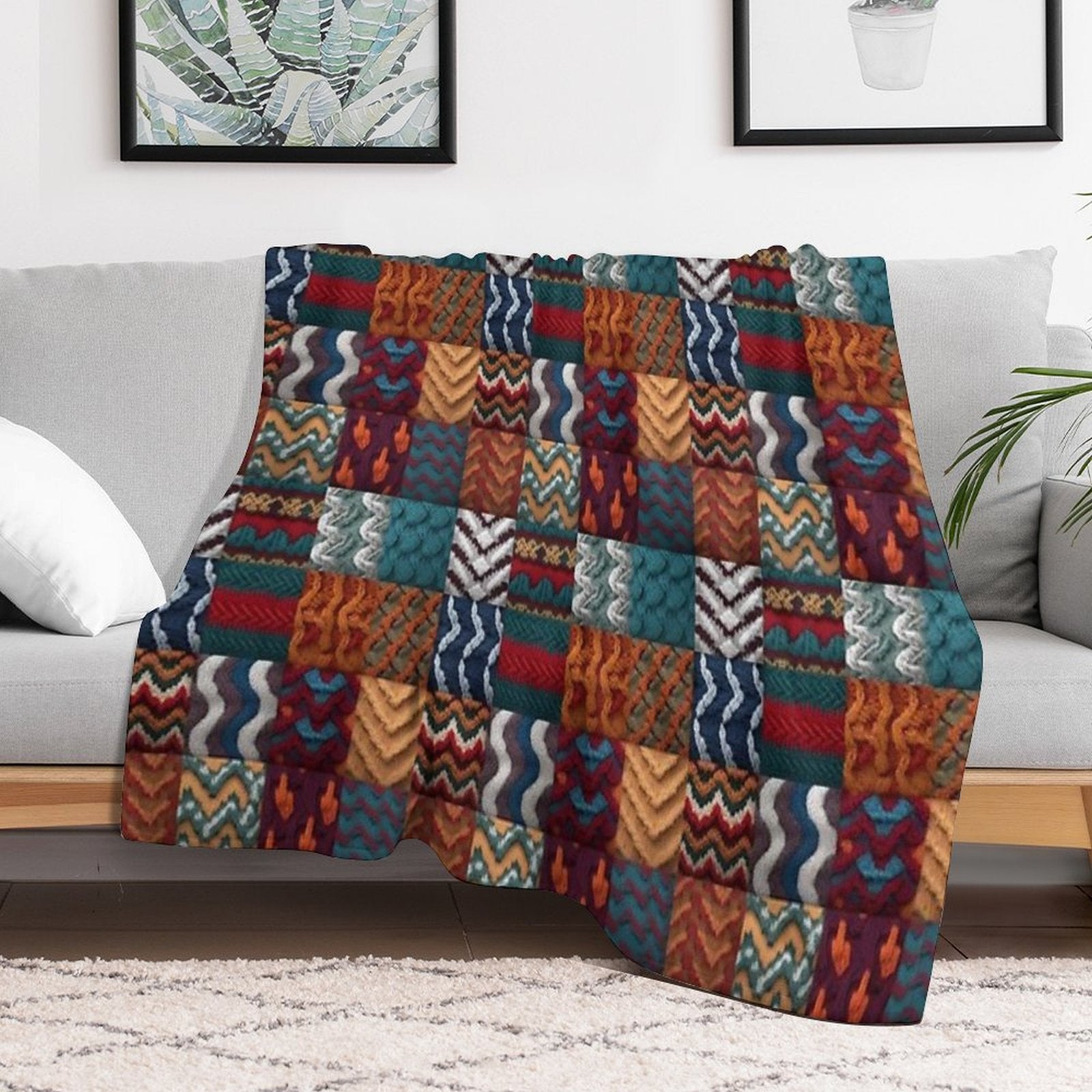 Cosiness Knitted And Crocheted Wrinkle-free Throw Blanket