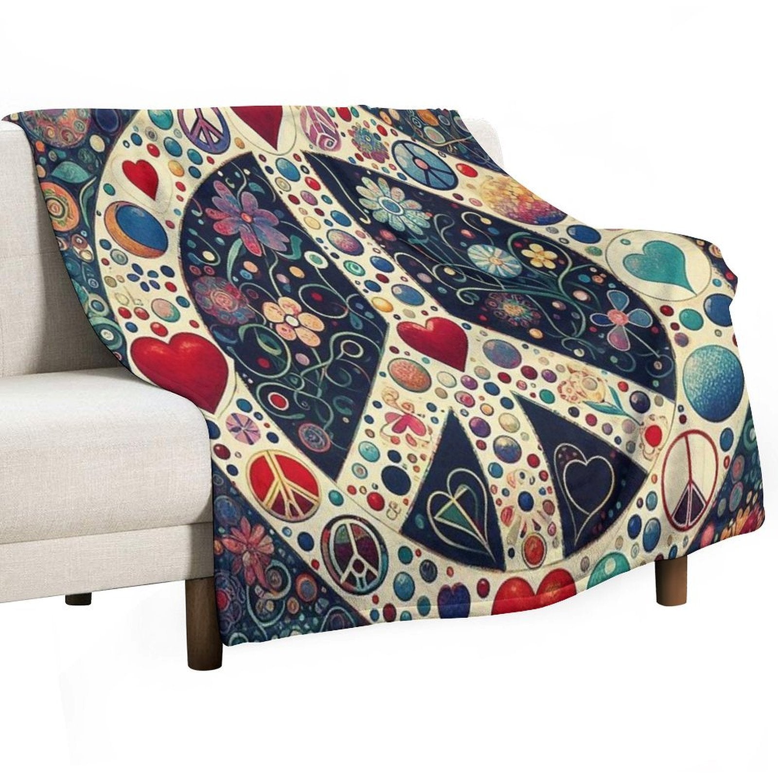 Vintage Hippy Art Sustainable Throw Blanket