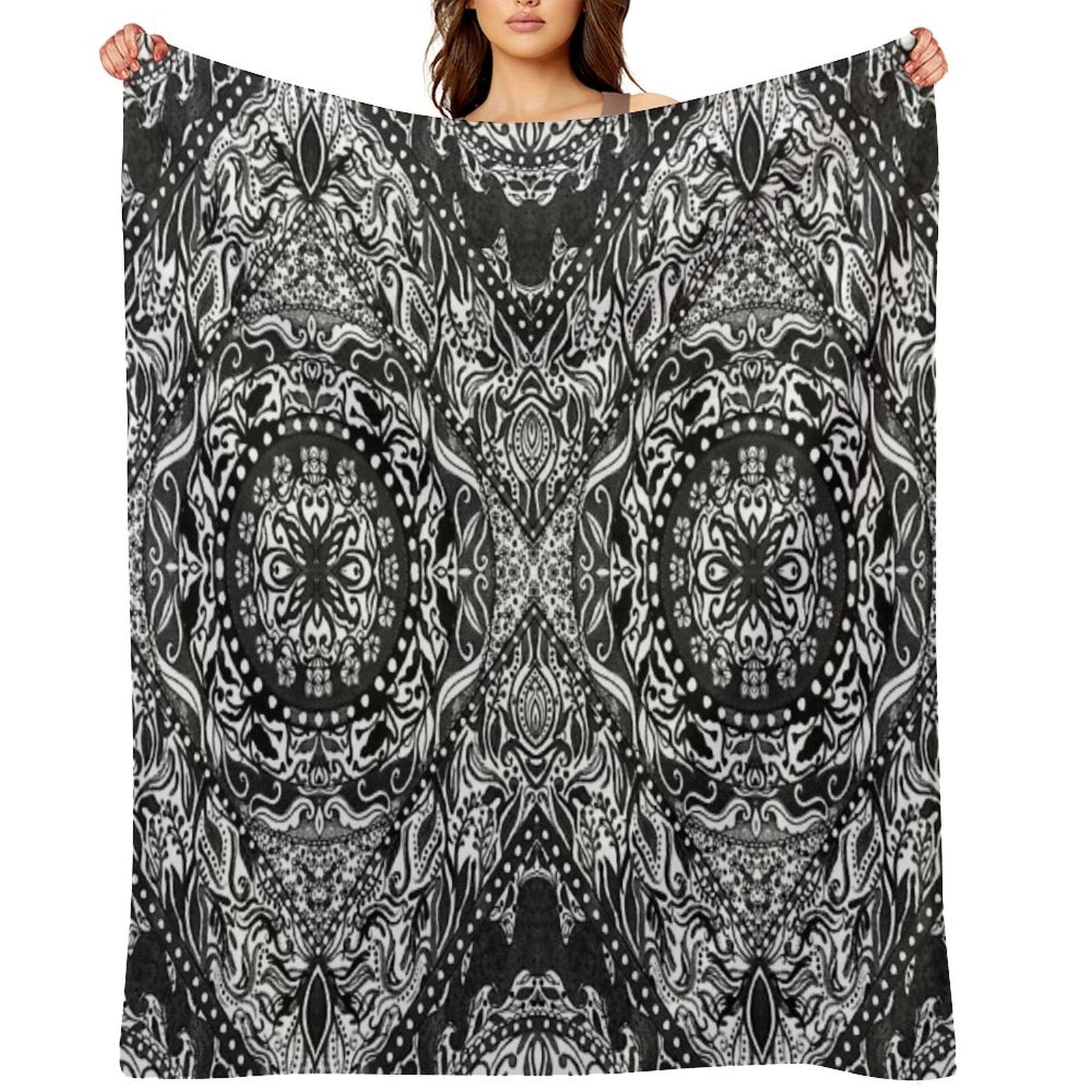 Black And White Fire Mandala Gift-ready Throw Blanket