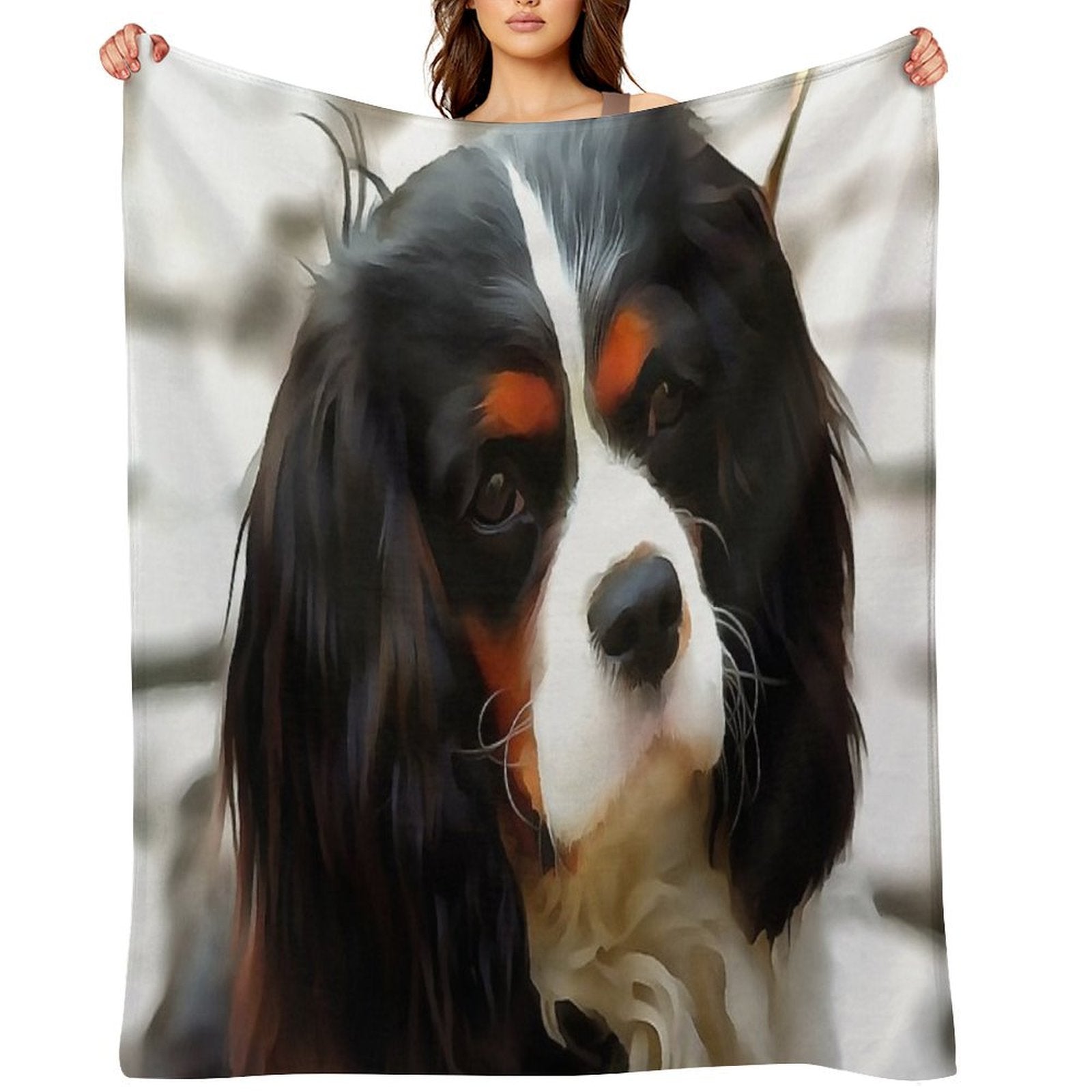 Portrait Of A King Charles Cavalier Spaniel Anti-pilling Throw Blanket