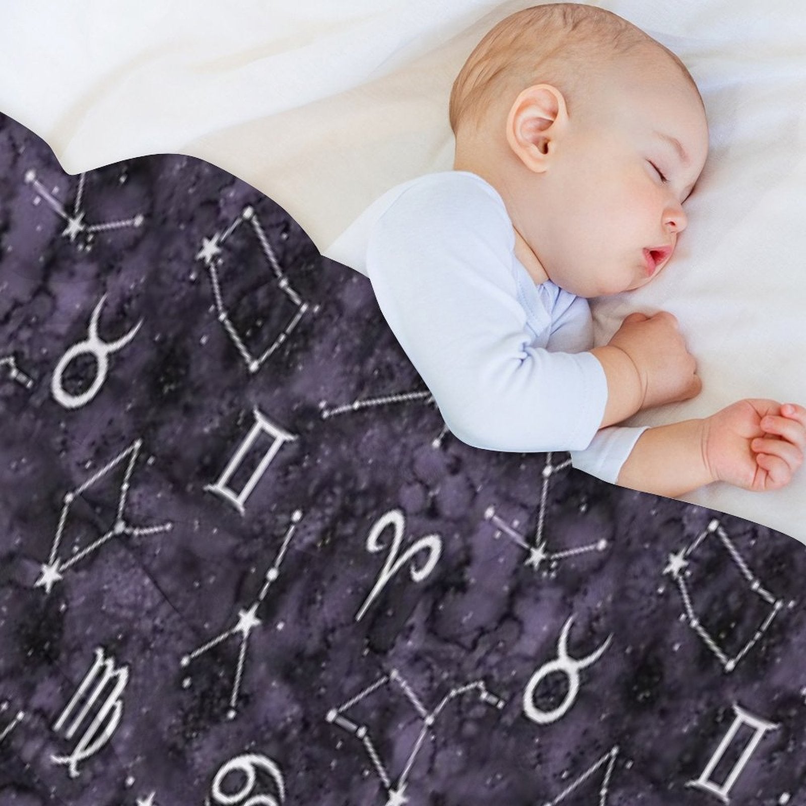 Zodiac Sky in Black Quick-dry Throw Blanket