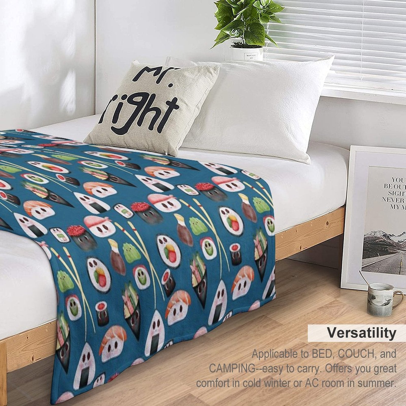 Kawaii Sushi Squad – Cute Japanese Food Illustration Versatility Throw Blanket