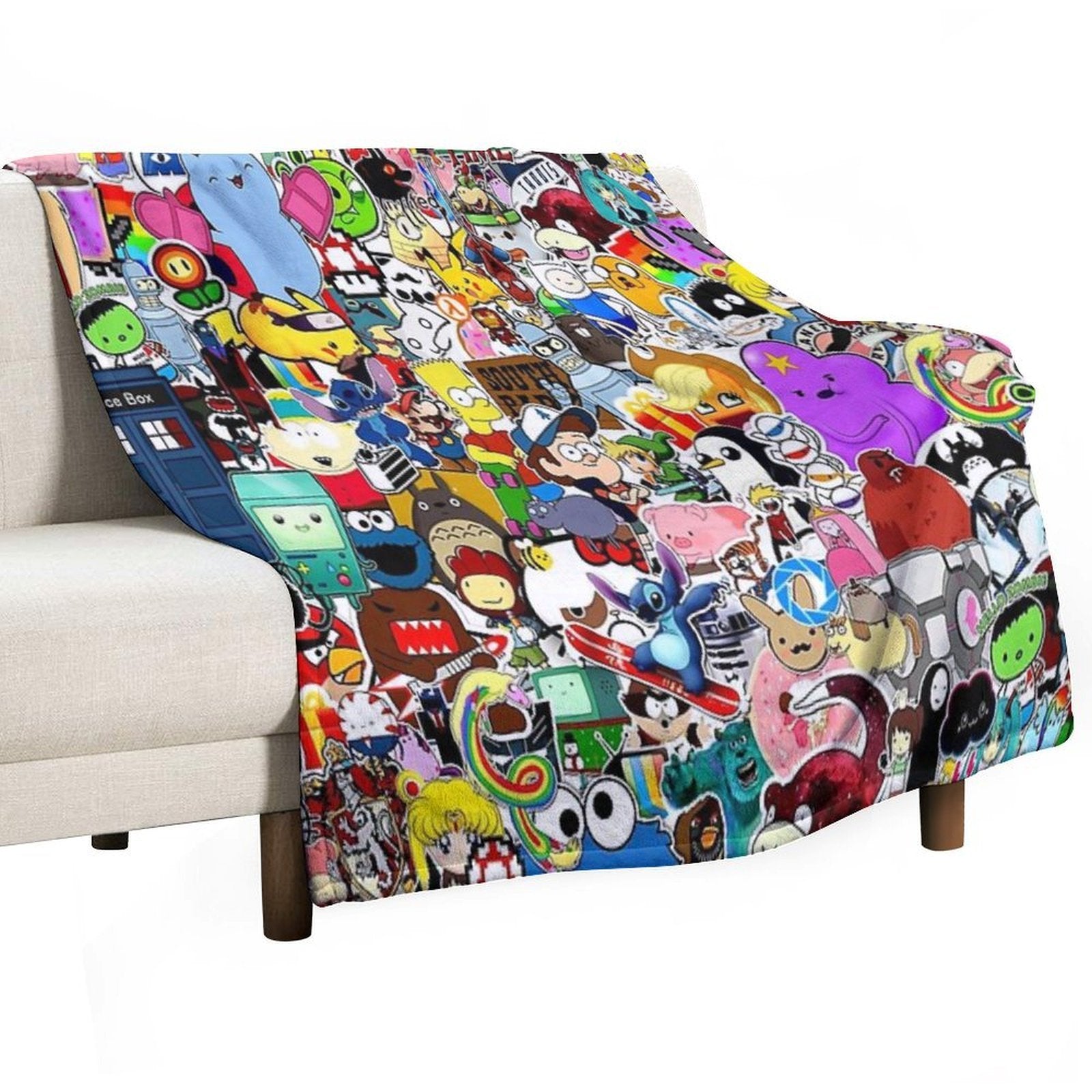Cartoon  Characters Collage Compact Throw Blanket