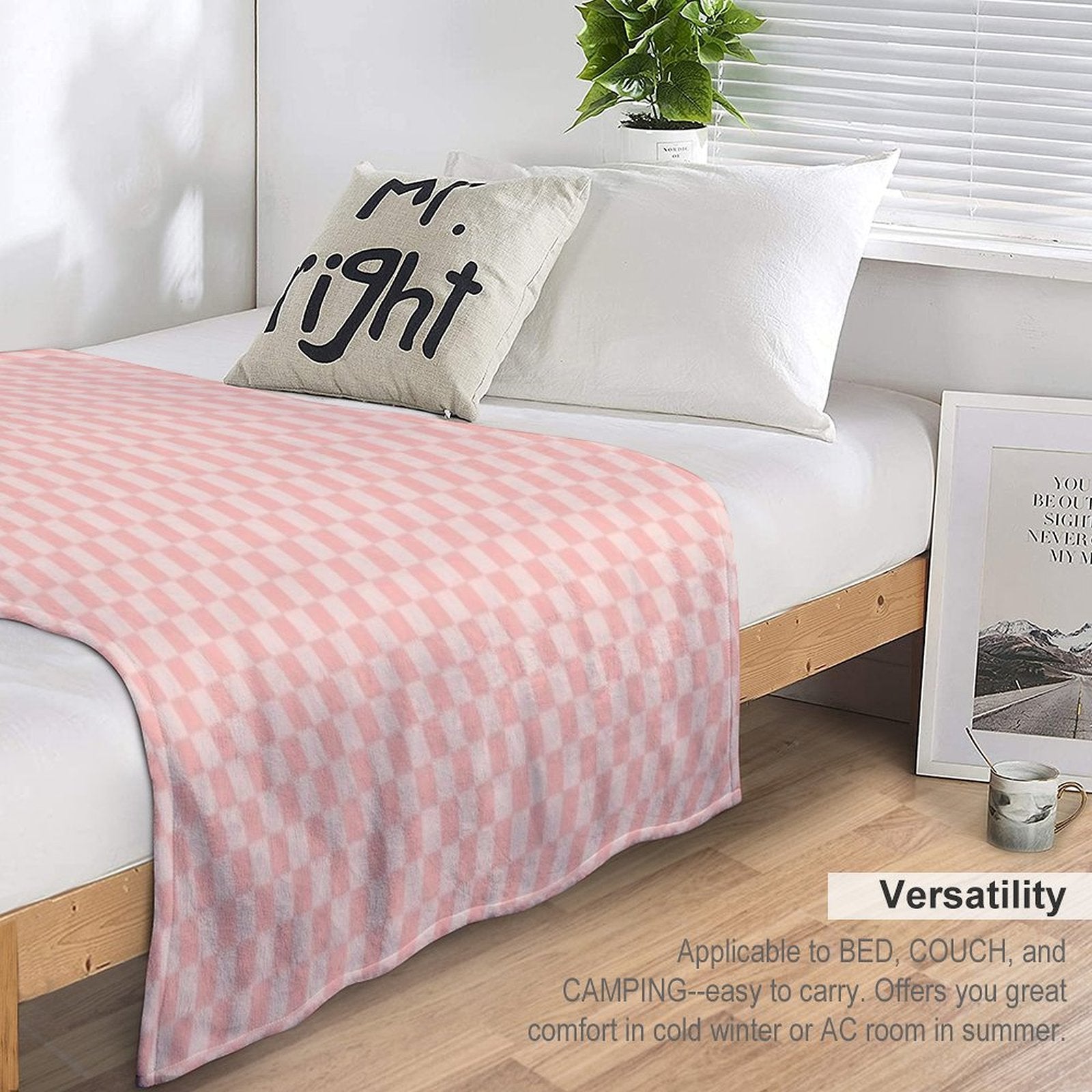 Check VII - Pink Eco-conscious Throw Blanket