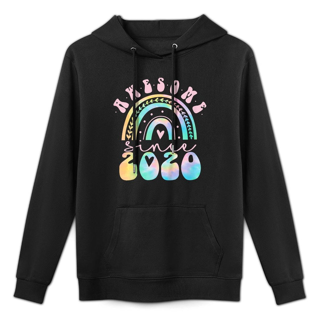 Kids Awesome Since 2020 5 Year Old Rainbow Tie Dye 5th Birthday Colorfast Hoodie