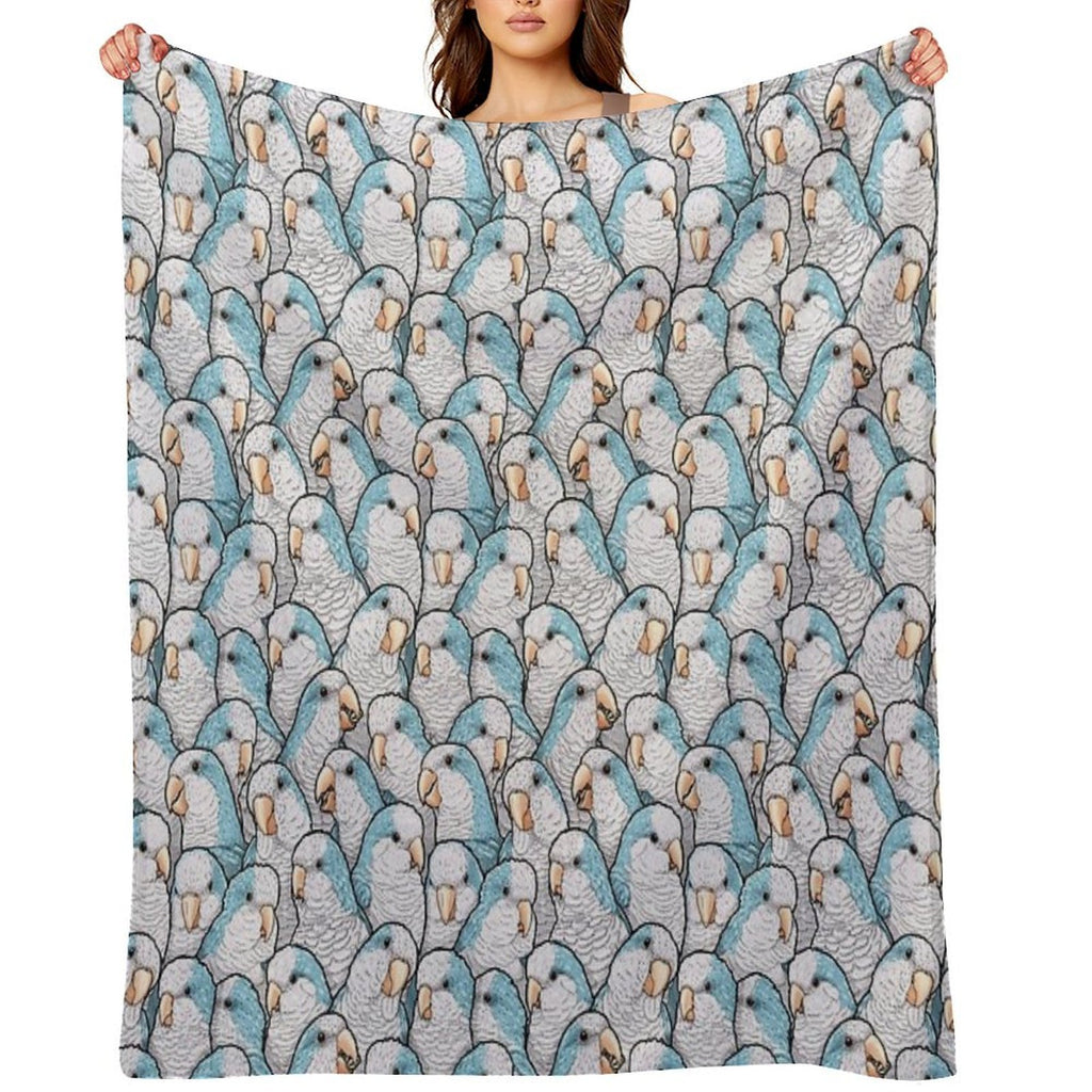 Blue Quaker Monk Parakeets Lightweight Throw Blanket