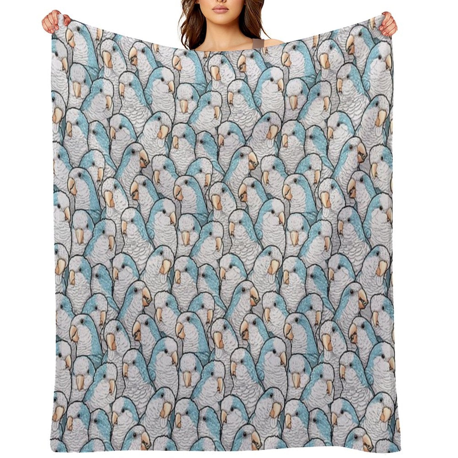 Blue Quaker Monk Parakeets Lightweight Throw Blanket
