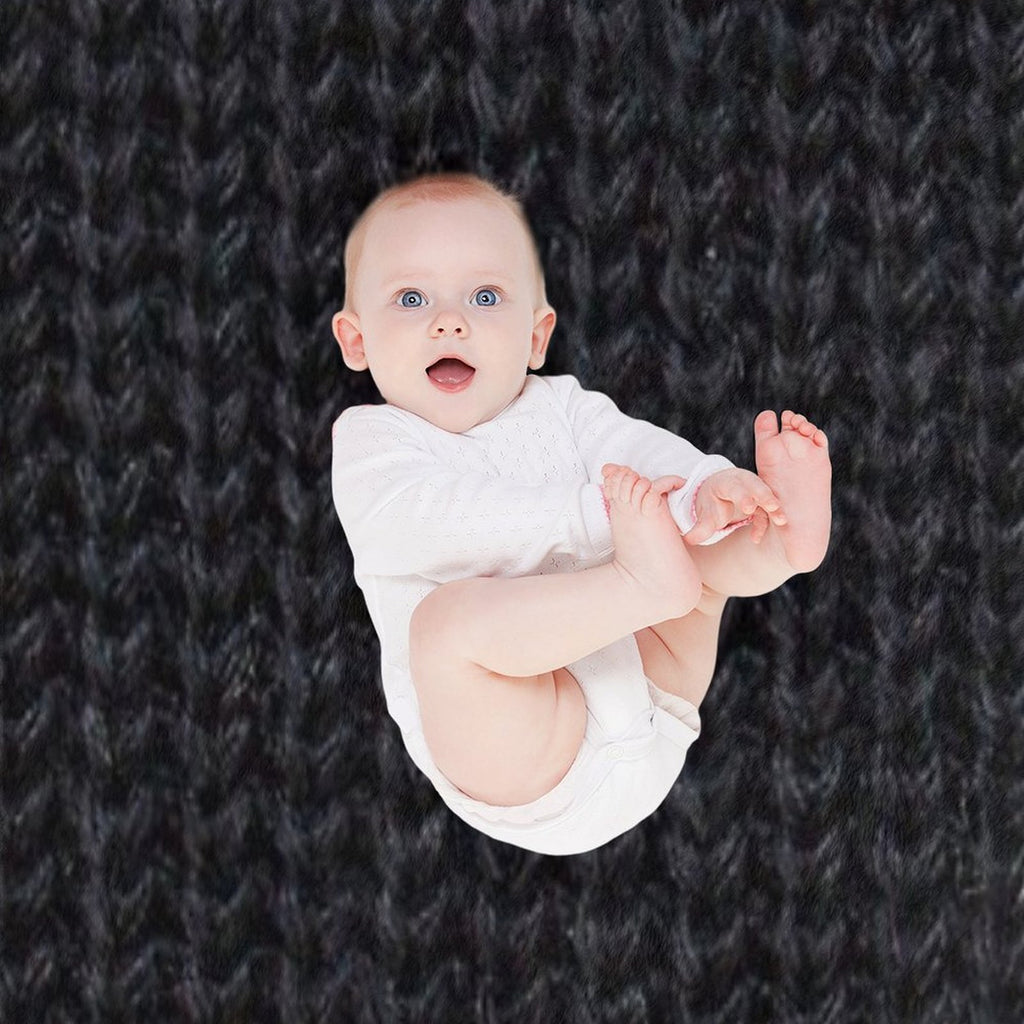 Black Knitted Wool Gift-ready Throw Blanket