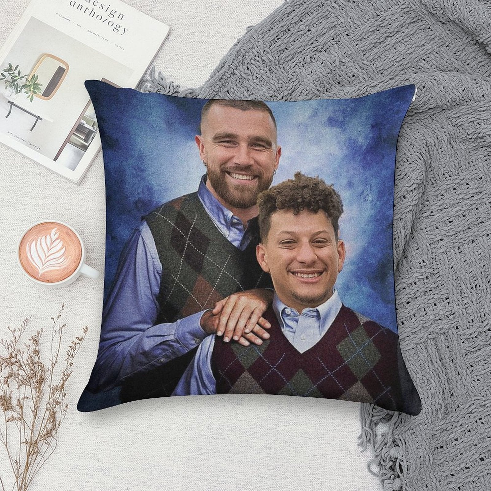 Kelce And Mahomes Stepbrothers Soft Ultra-Soft Texture Throw Pillow
