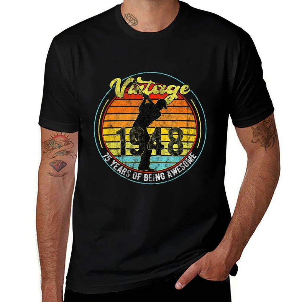 75 Year Old Gifts Vintage Golf Golfer 1948 75th Birthday  Rolled Sleeves T-Shirt