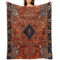 Antique Vintage Persian Rug Pattern in Red And Navy Lightweight Throw Blanket