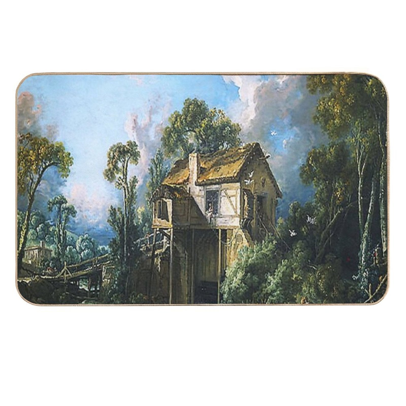 Francois Boucher Mill at Charenton  Fade-Resistant Bath Mat
