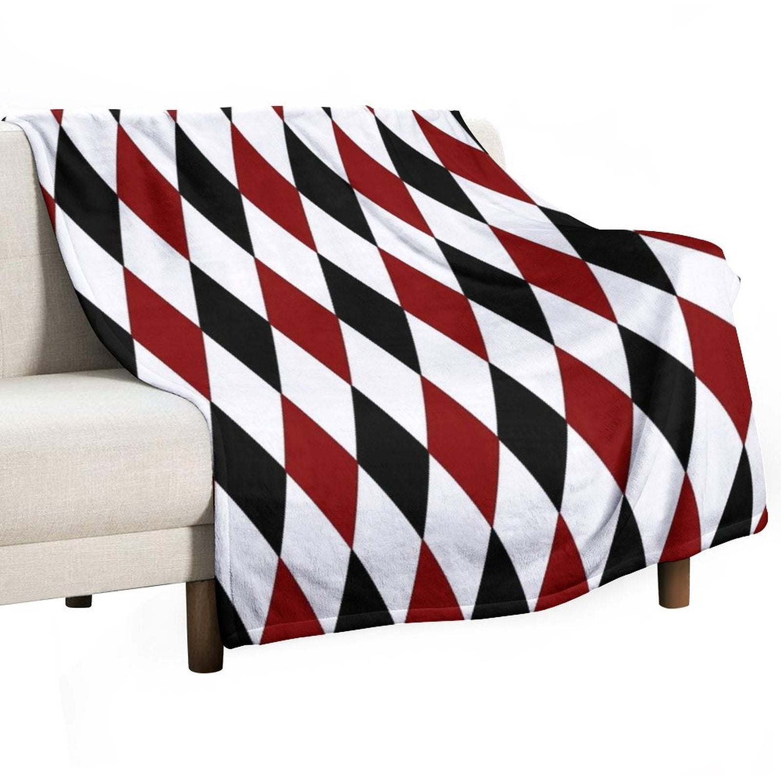 Black White Red Harlequin Compact Throw Blanket