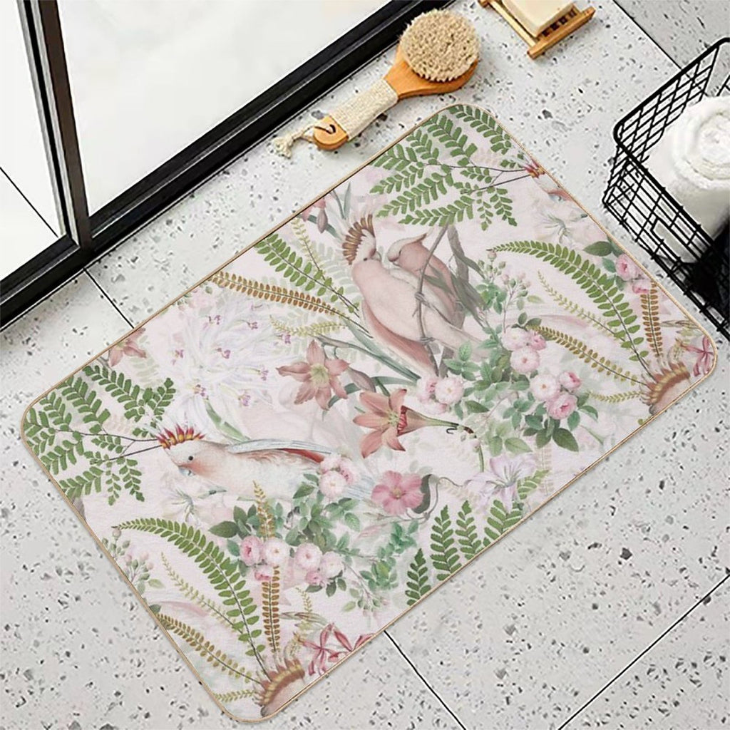 Vintage Cockatoo Jungle Botanical Garden 1 Nightgarden  Easy Maintenance Bath Mat