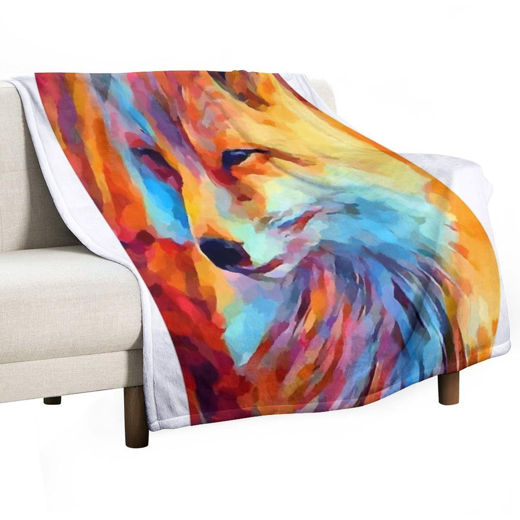 Fox Watercolor Durable Throw Blanket